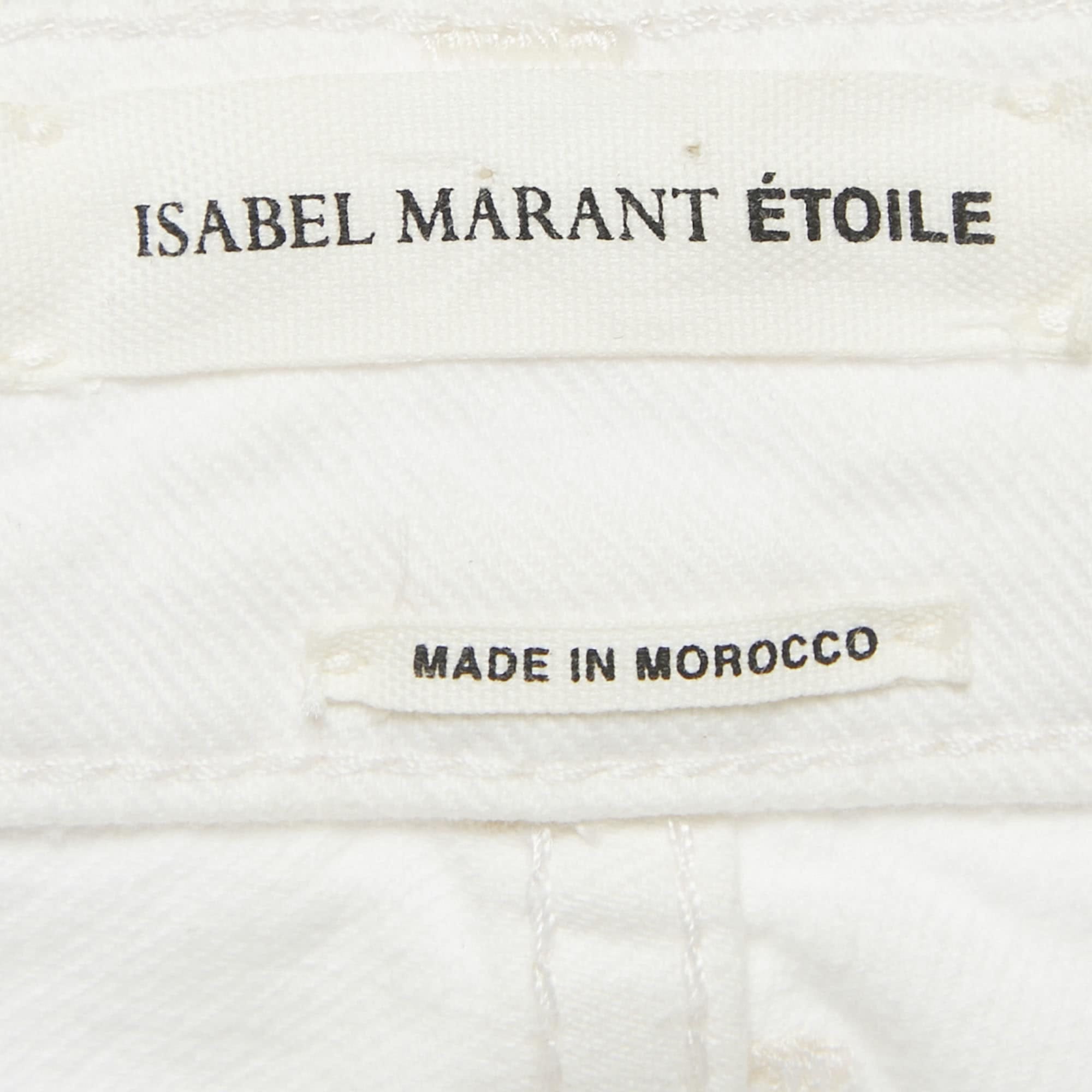 WHITE* étoile White Embroidered Denim Rumba Jeans S Waist 27"