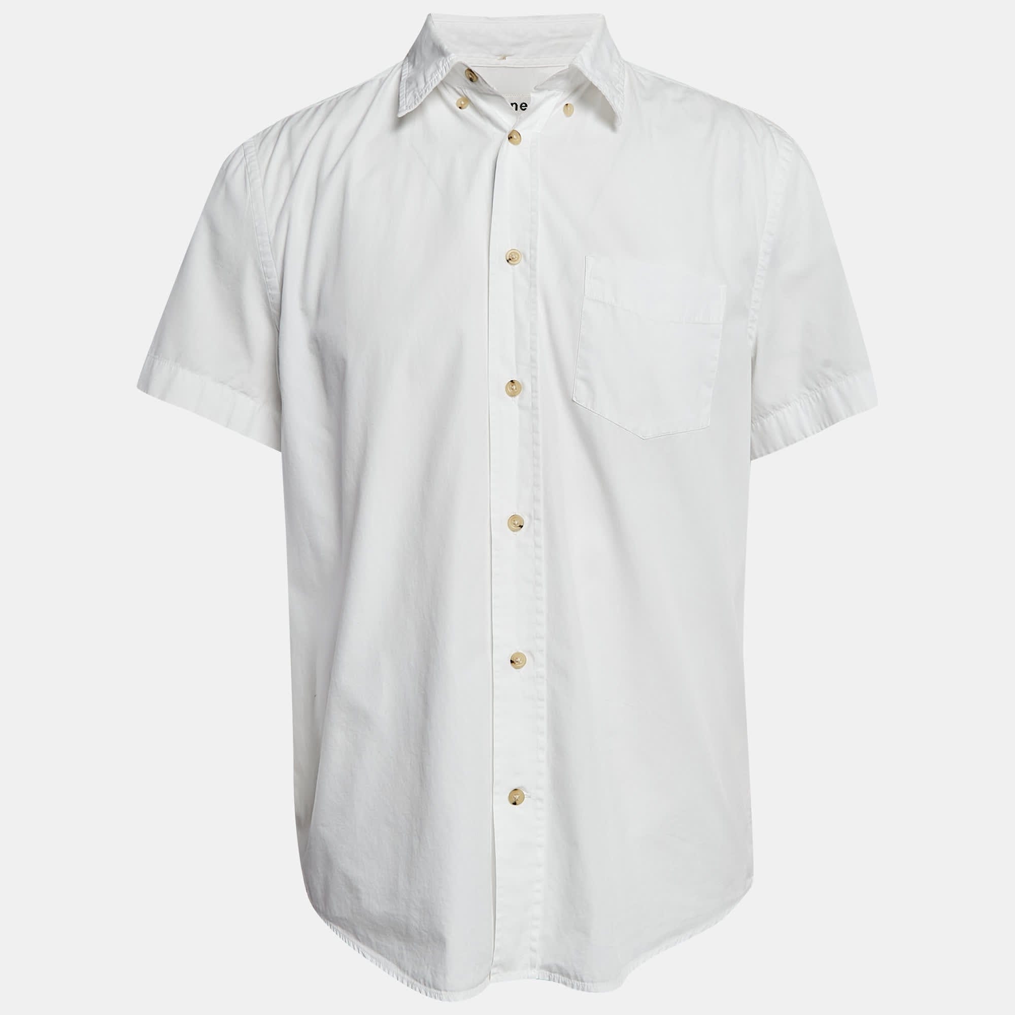 White Cotton Short Sleeve Shirt