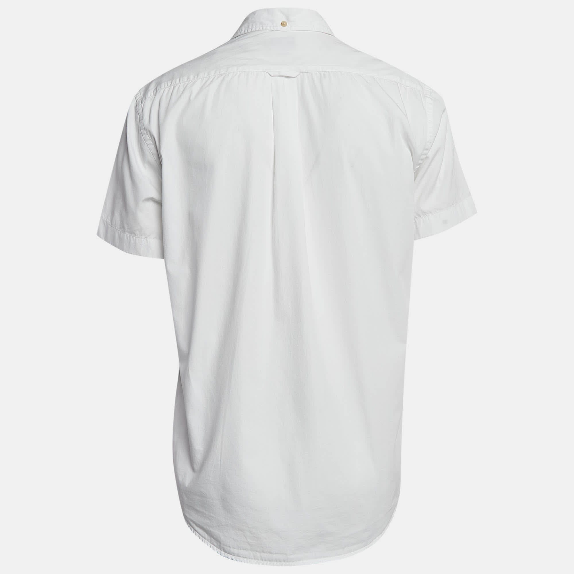 White Cotton Short Sleeve Shirt
