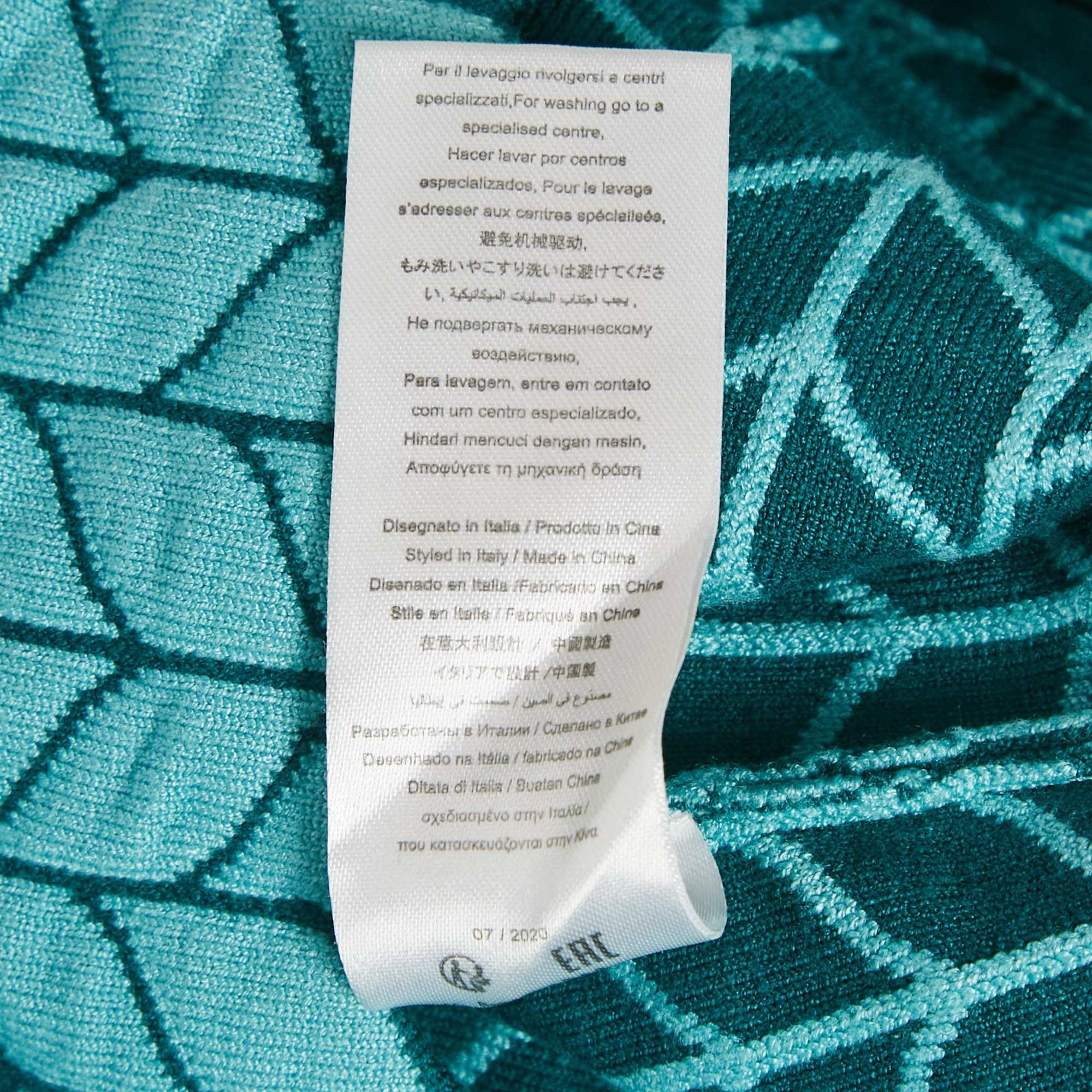 Blue Patterned Stretch Knit Scallop Hem Bodycon Dress
