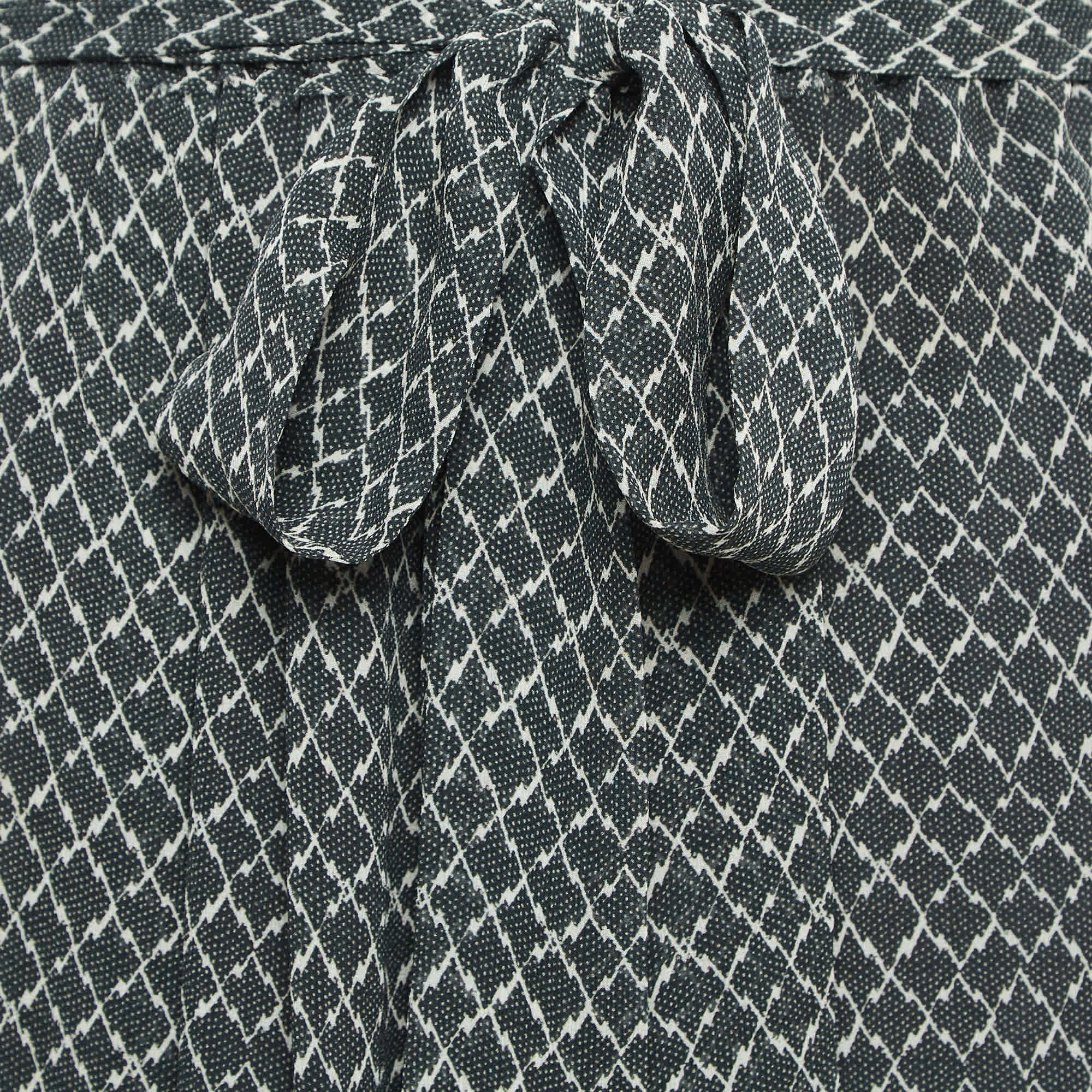 WHITE* Black/white Printed Silk Ruffled Short Skirt