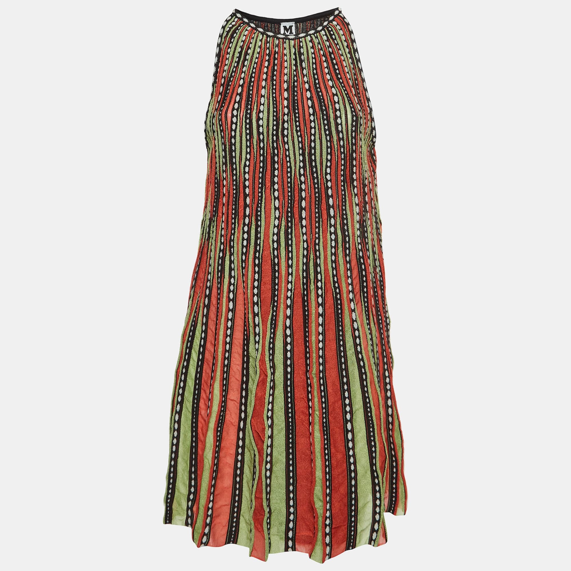 M Missoni Multicolor Alga And Bubble Pattern Knit A - Line Mini Dress