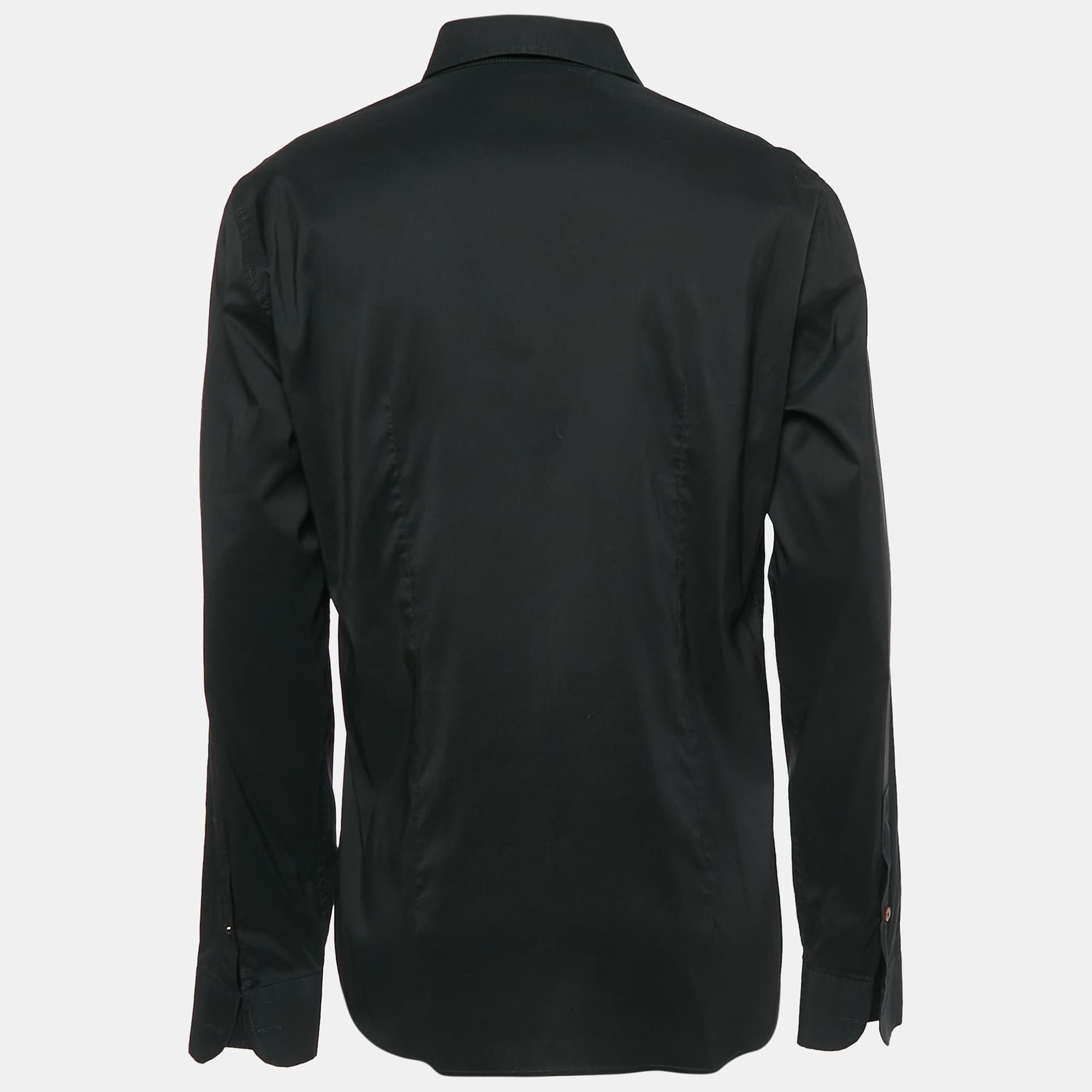 XXL Black Cotton Button Front Shirt Xxl