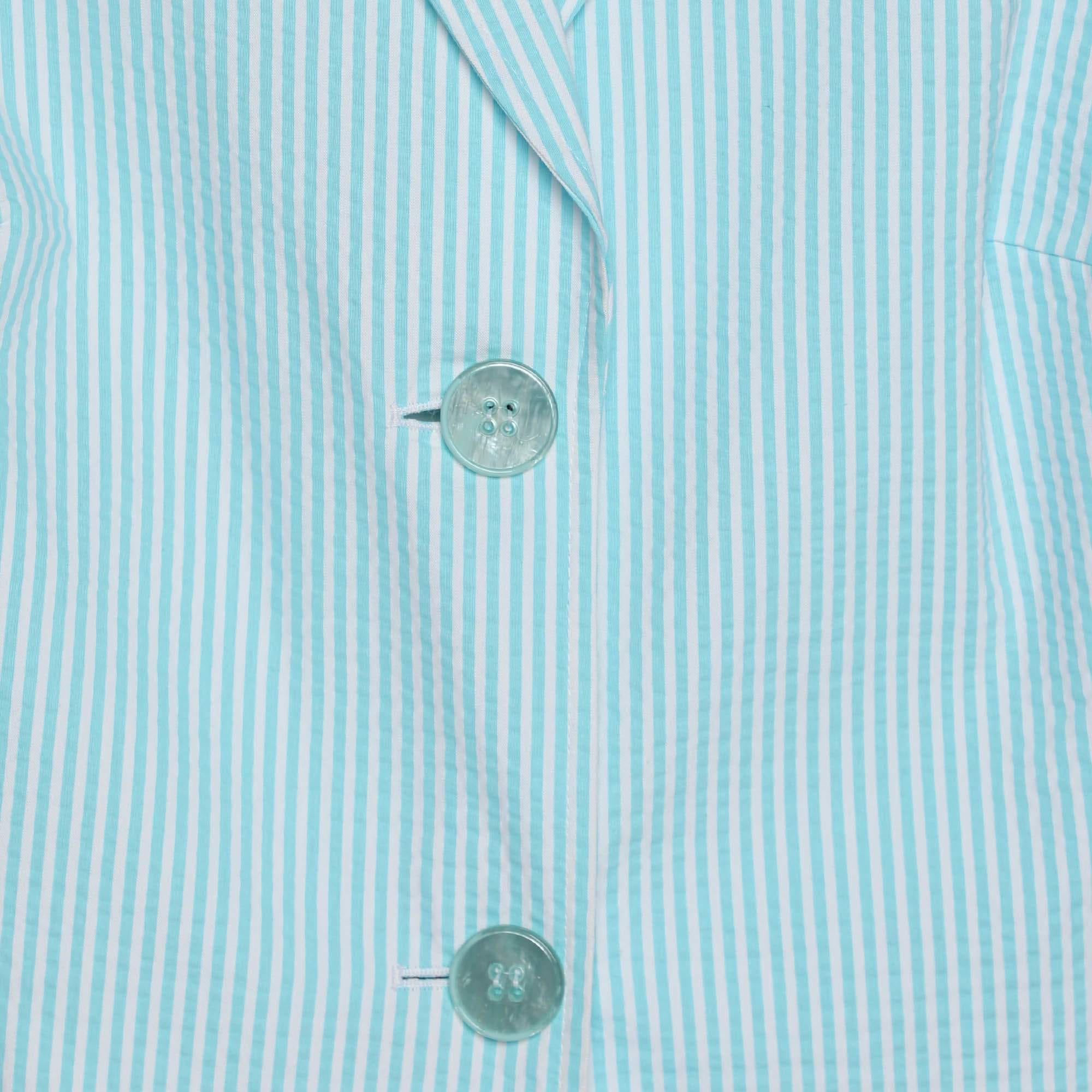 BLEND Basler Light Blue Stripe Cotton Blend Single Breasted Blazer