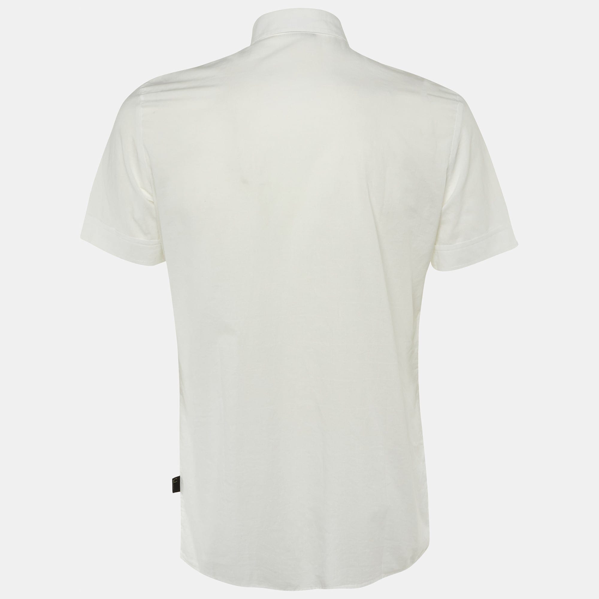 White Embroidered Cotton Slim Fit Shirt