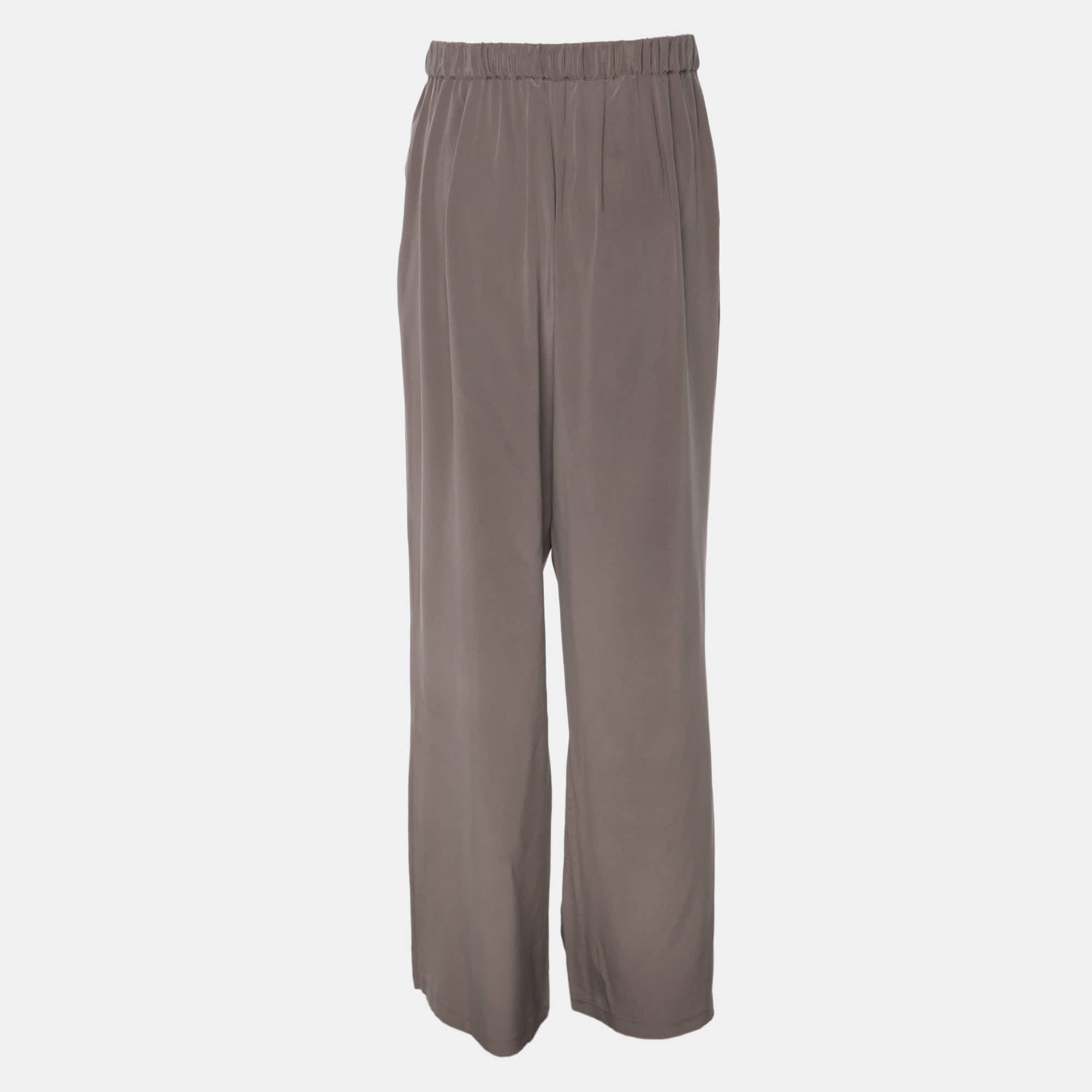 SILK Grey Silk Wide Leg Trouser