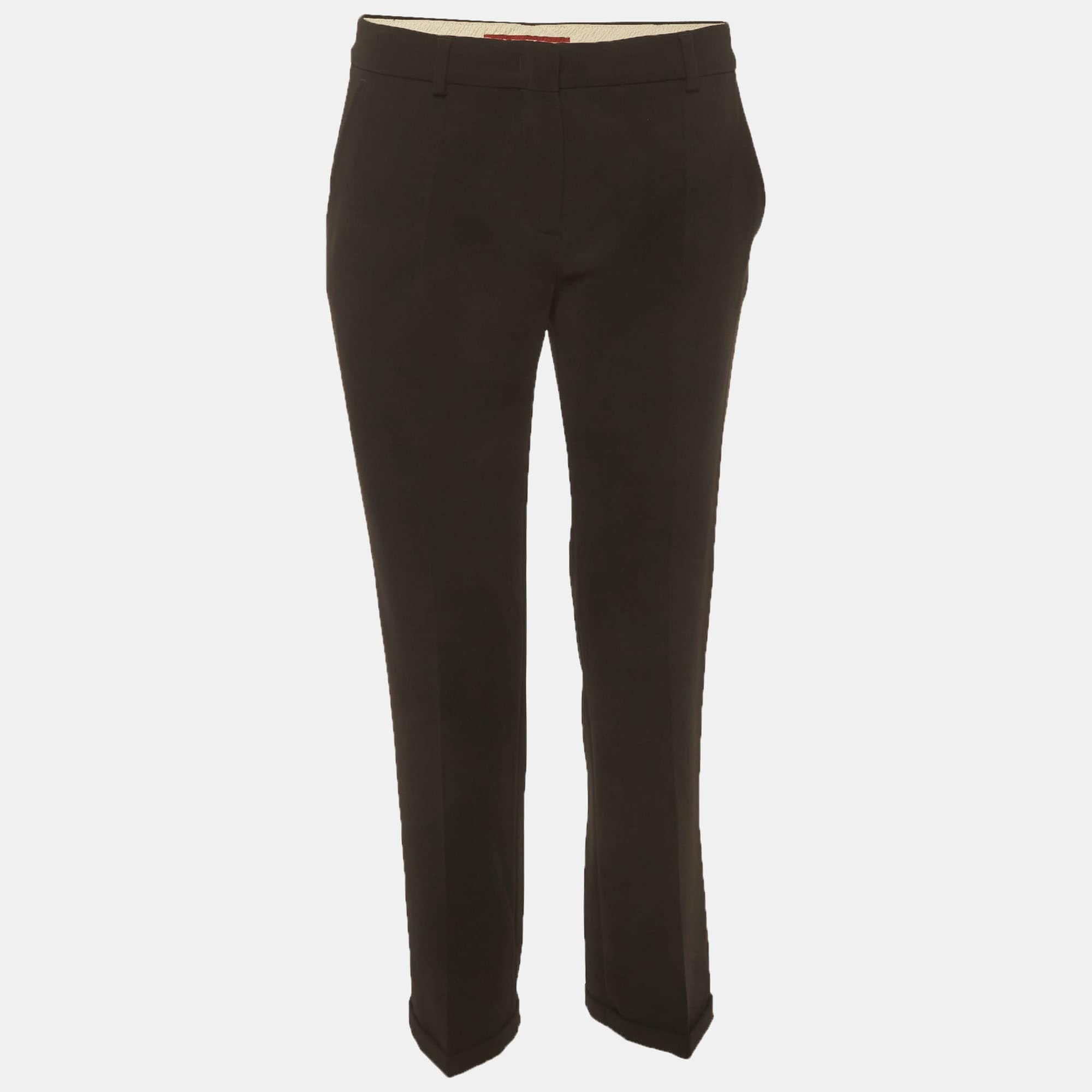 Max Mara Studio Black Gabardine Formal Trousers