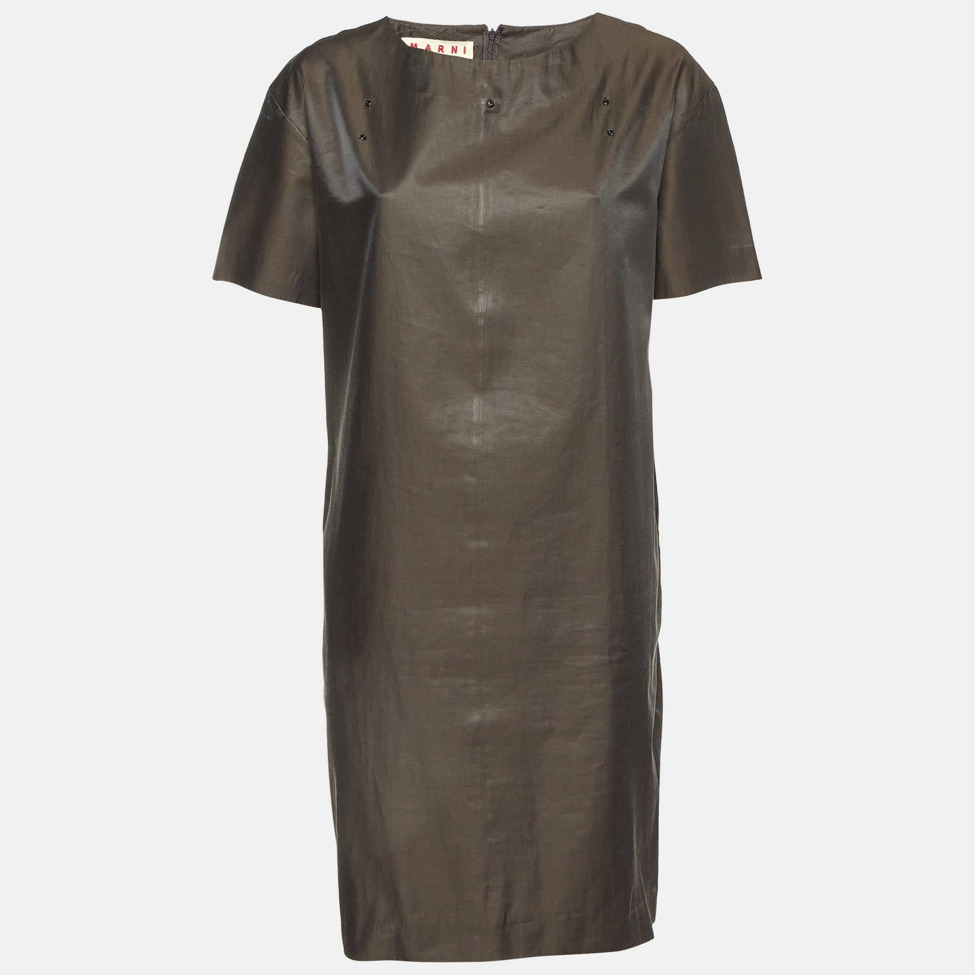 BLEND Brown Cotton Blend Shift Dress