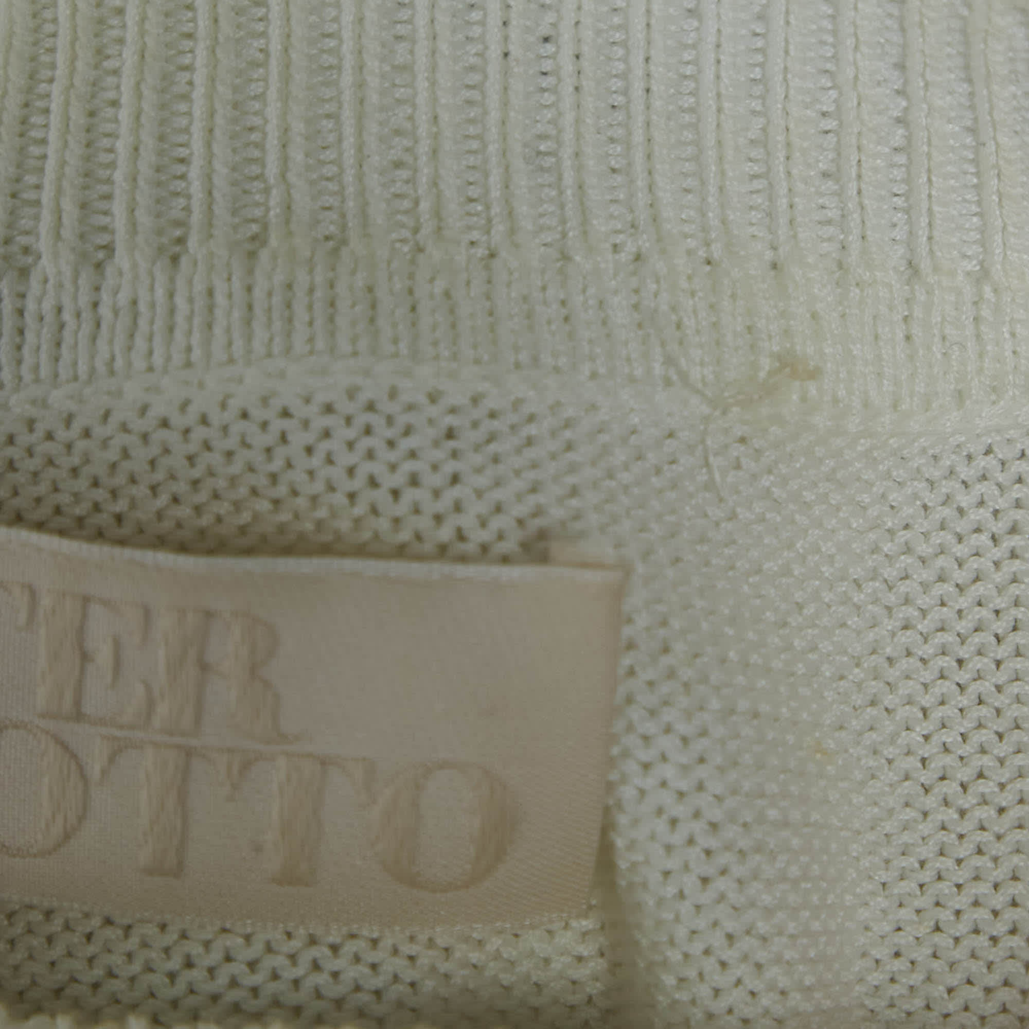 White Patterned Knit Full Sleeve Sweater