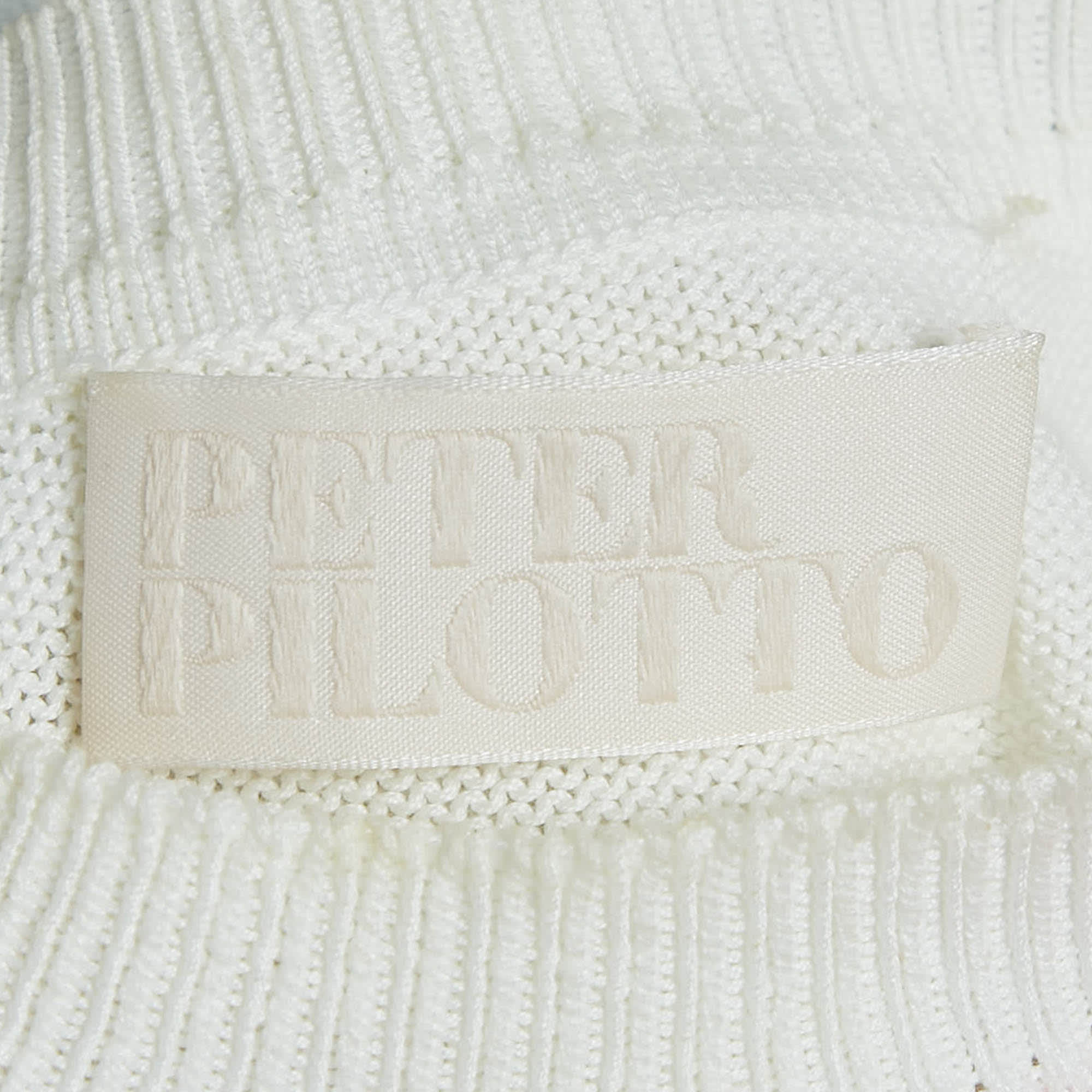 White Patterned Knit Full Sleeve Sweater