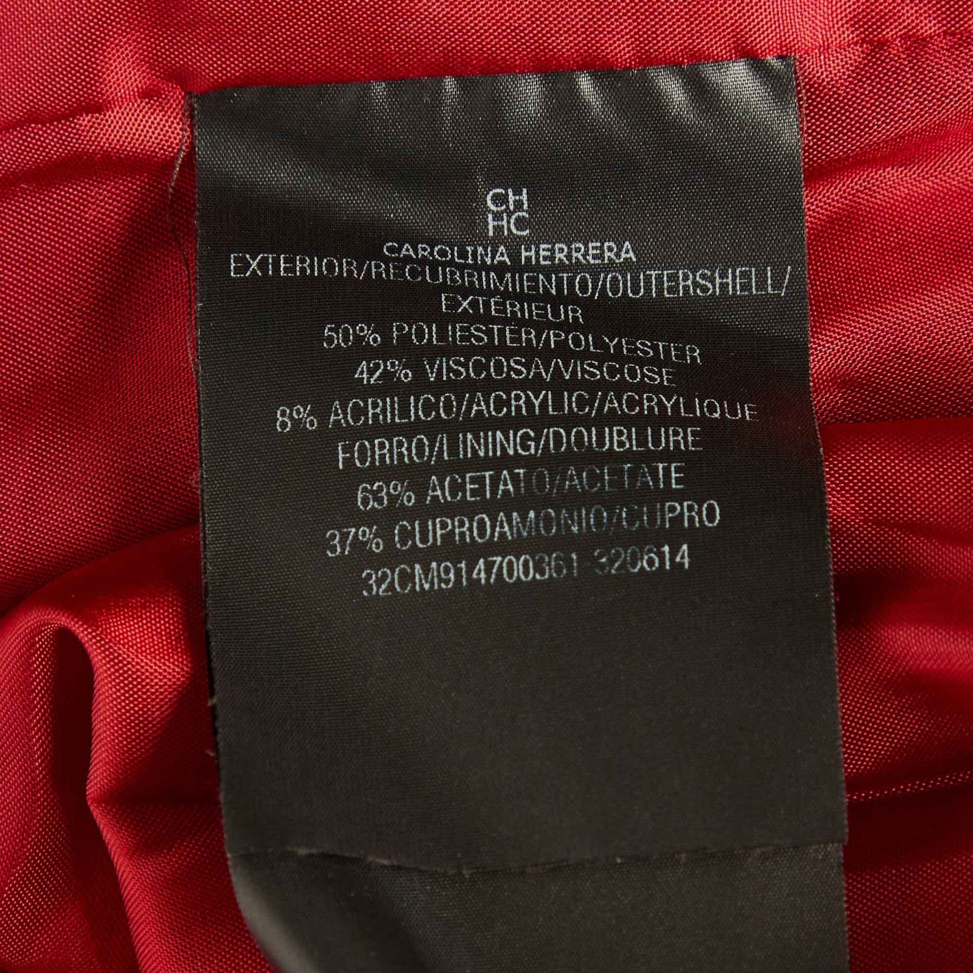 Ch Carolina Herrera Red Floral Jacquard Belted Mini Dress