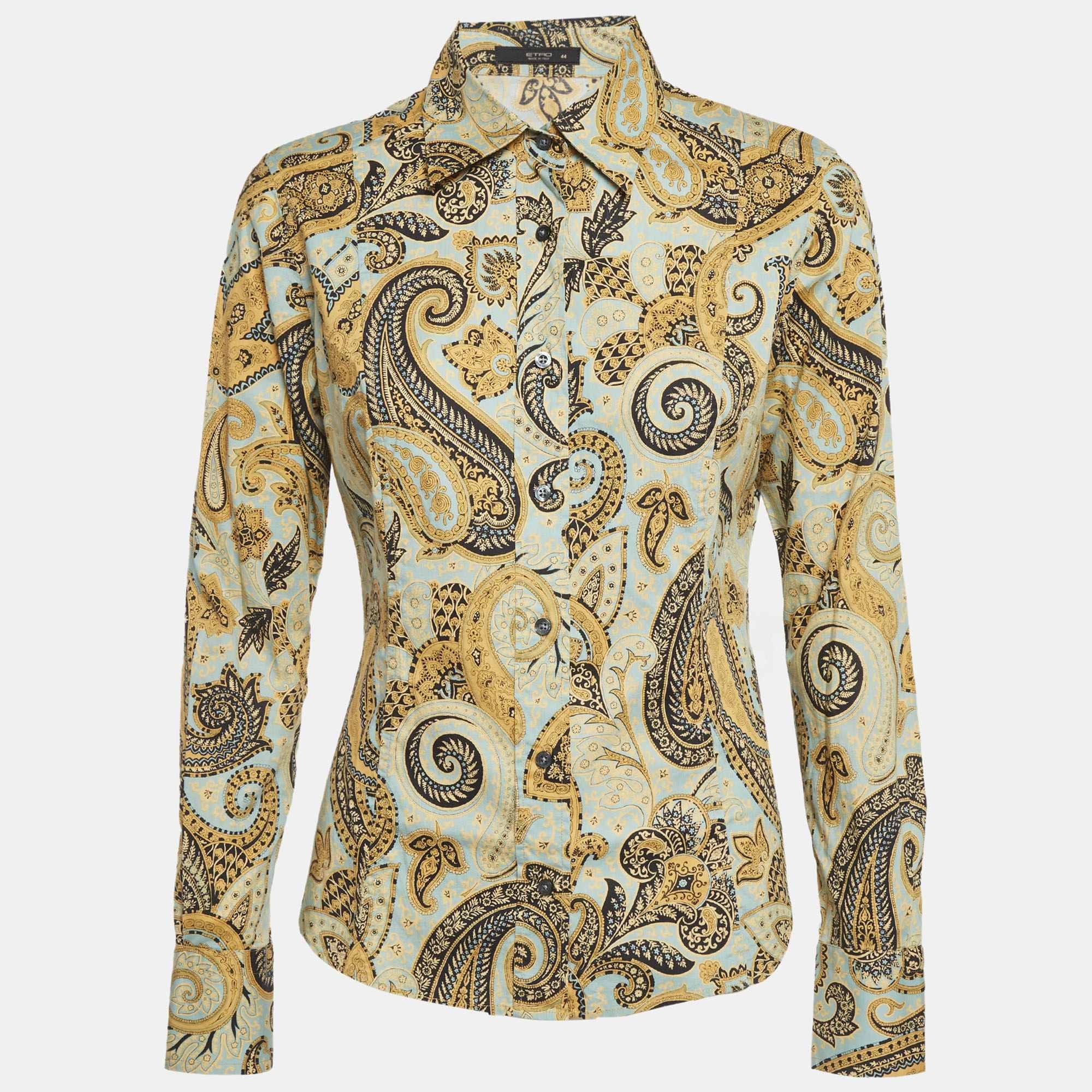 Yellow Etro Yellow Printed Cotton Button Front Shirt