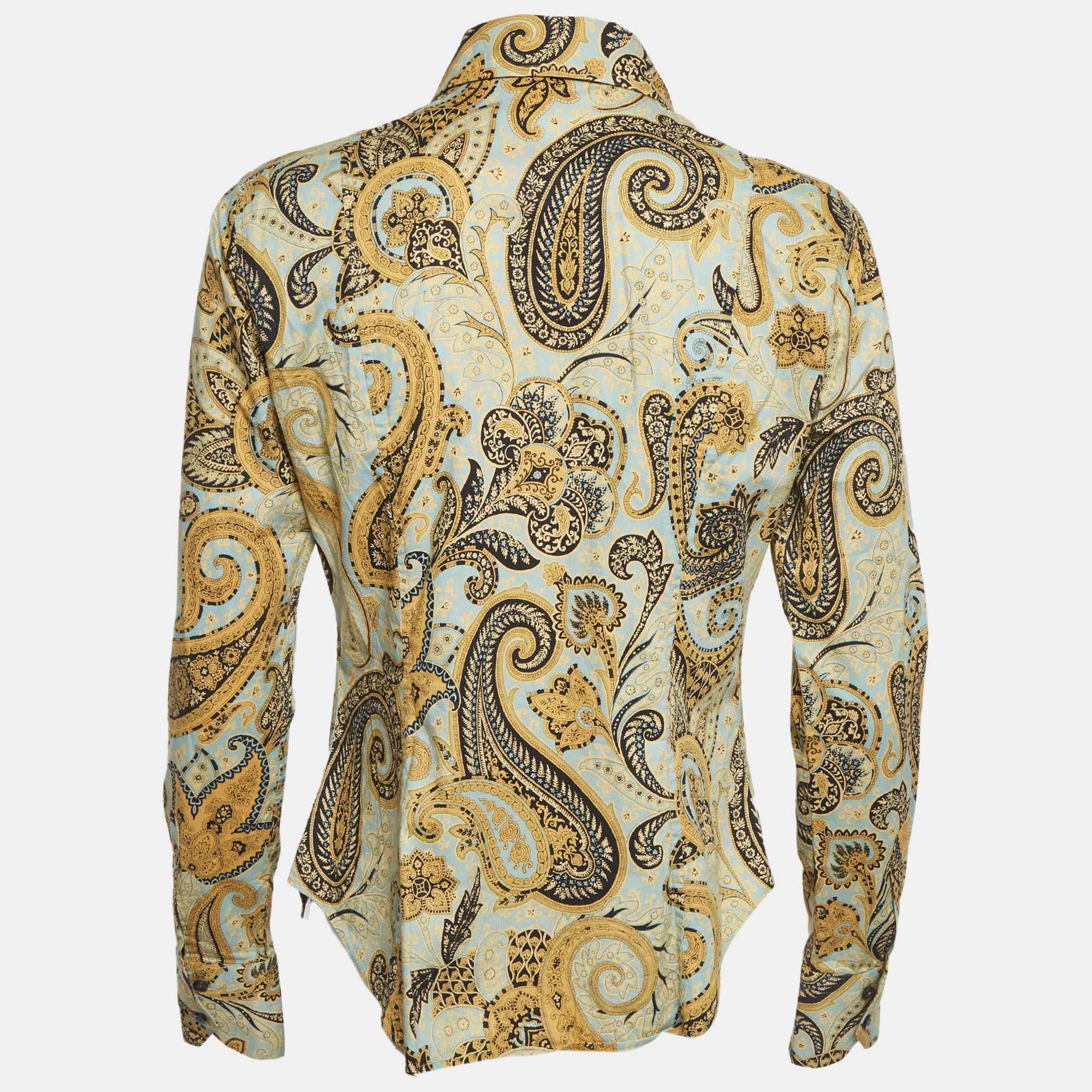 Yellow Etro Yellow Printed Cotton Button Front Shirt