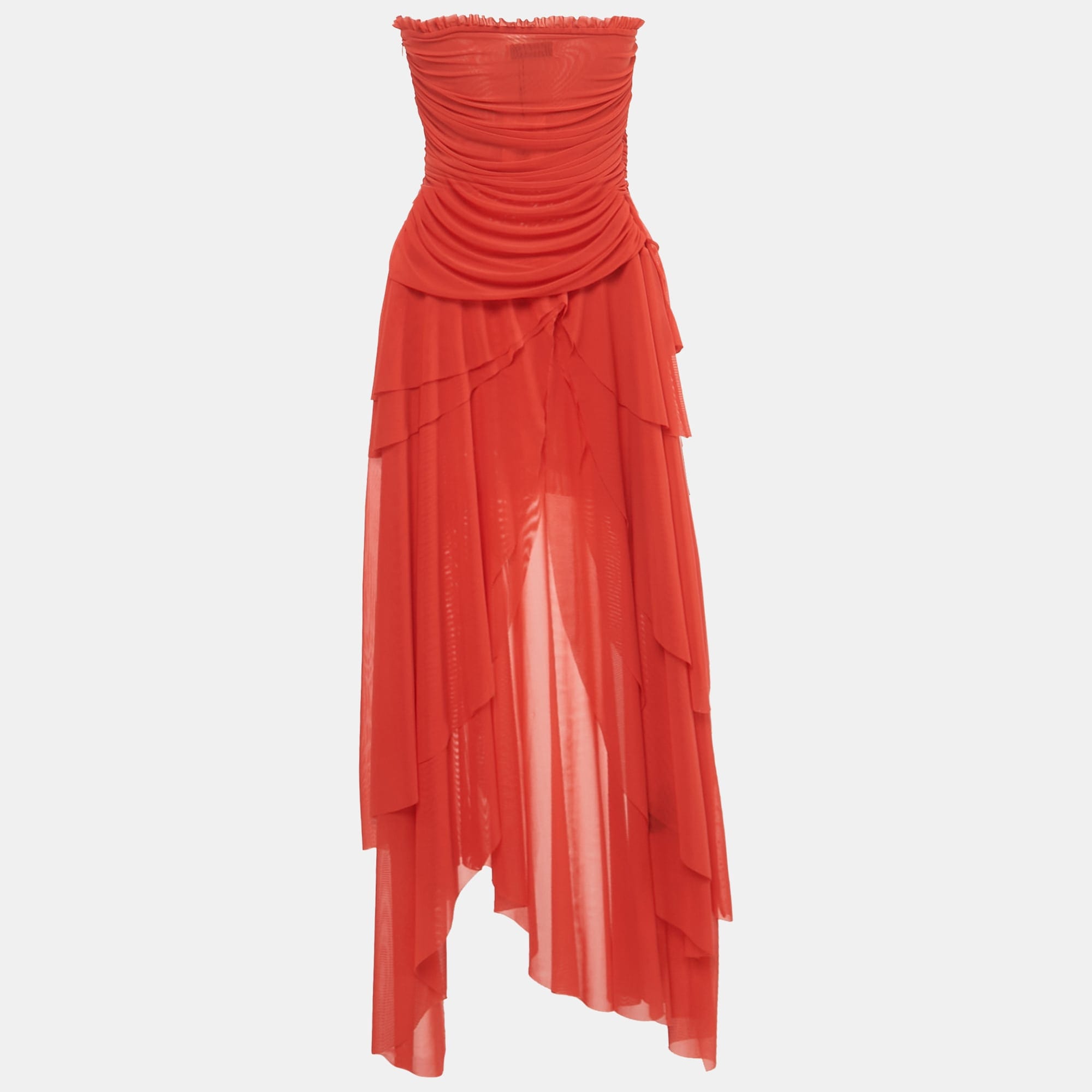 Guizio Red Mesh Strapless Lyla Twist Dress
