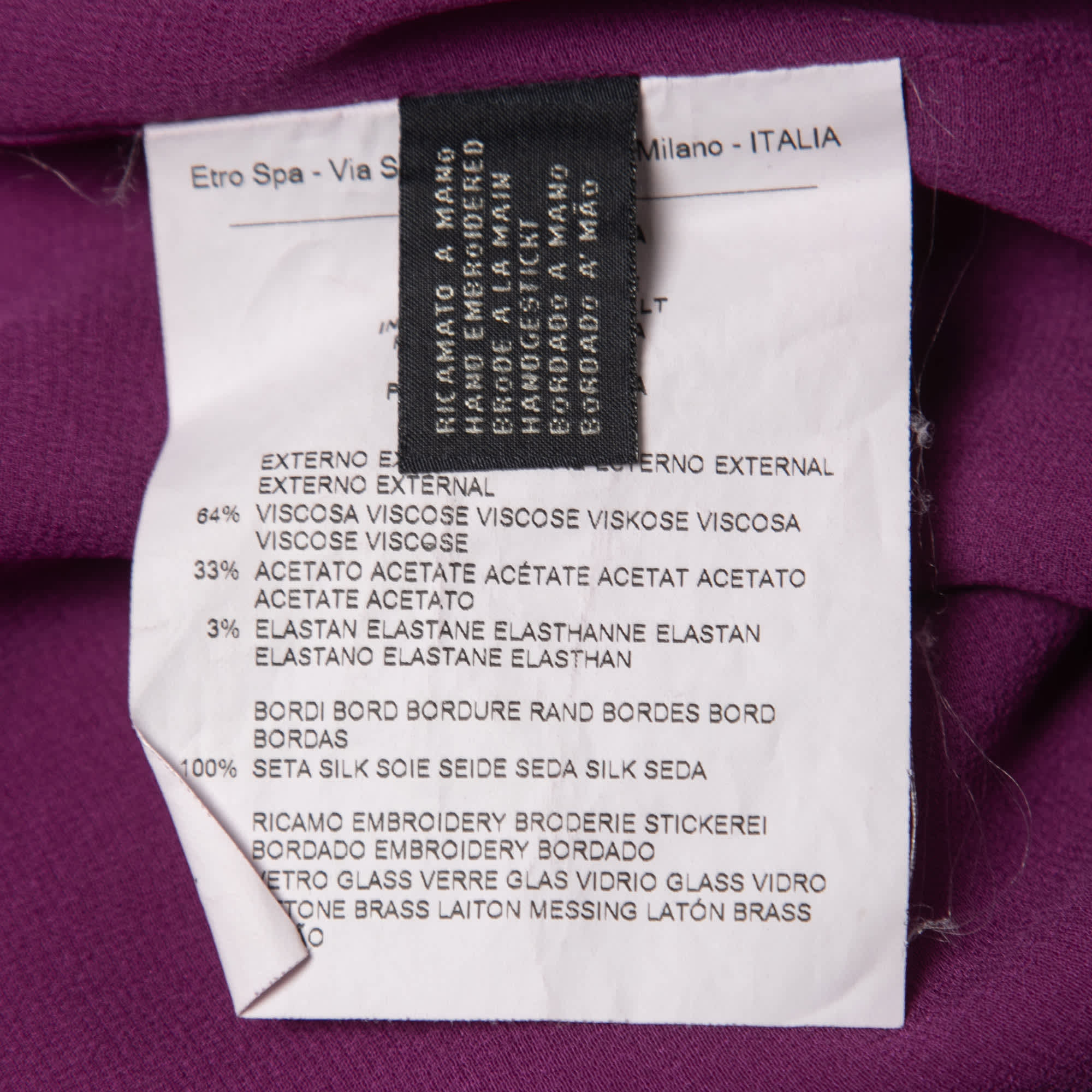 Purple Crepe Beads Embellished V - Neck Sleeveless Blouse