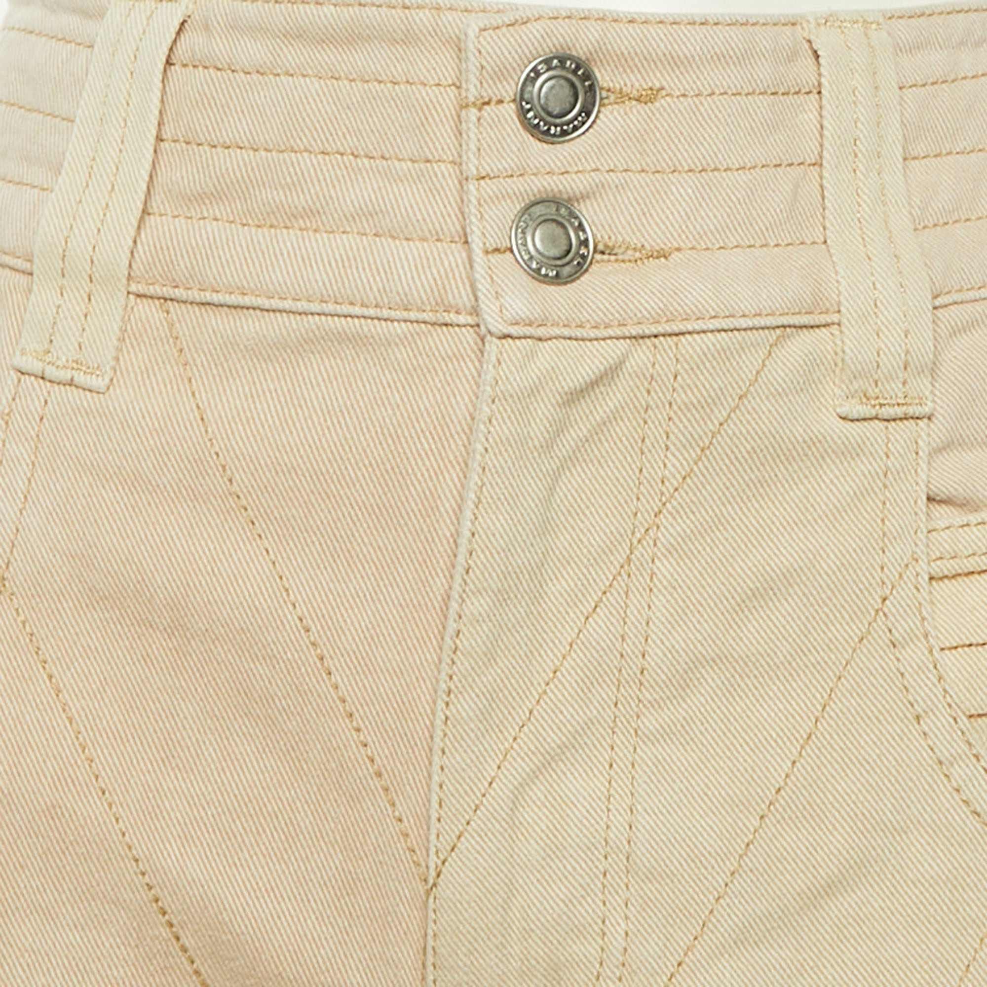 Ecru Paneled Denim Frayed Wide Leg Shanila Jeans L Waist 32"