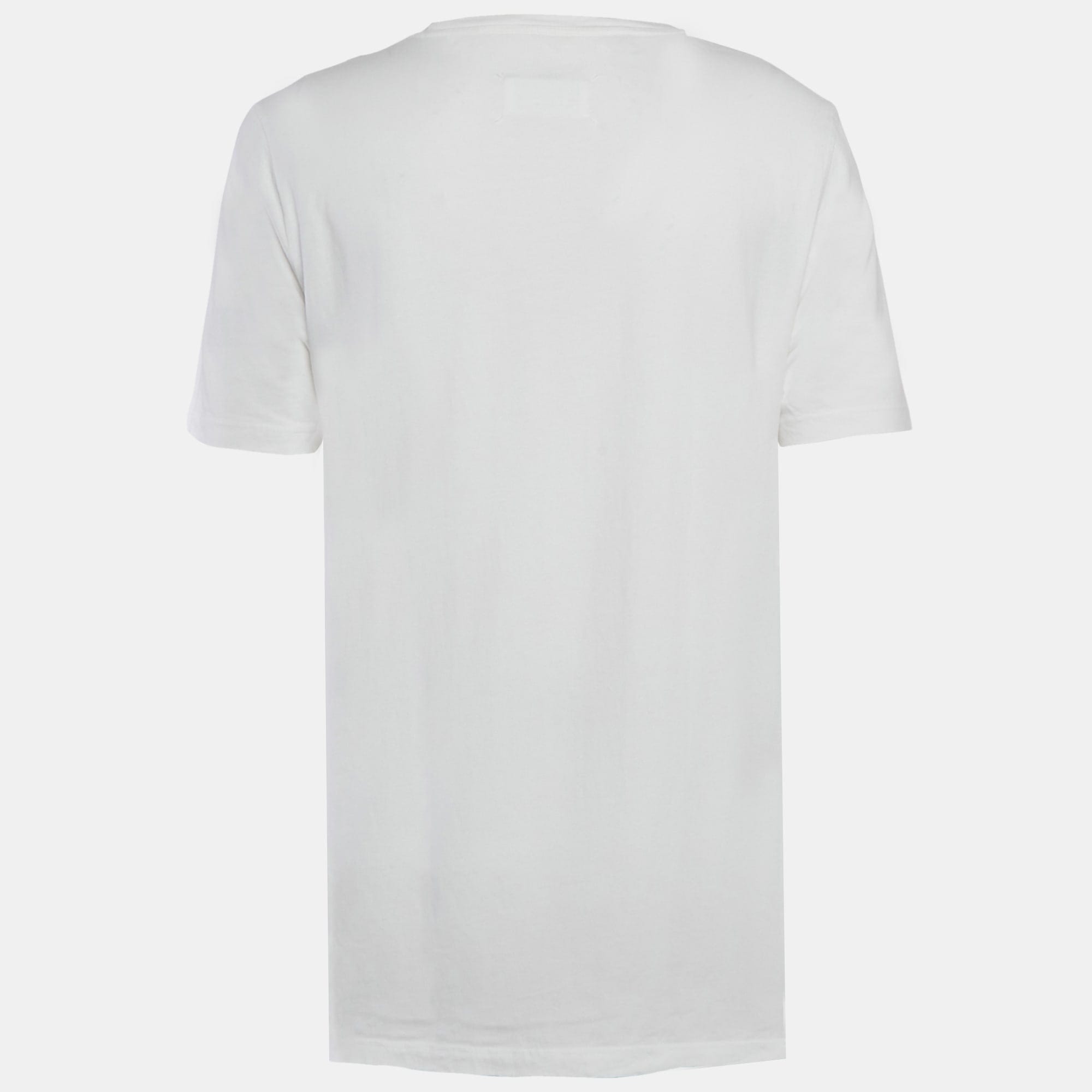 White Cotton Crew Neck T - Shirt Xl