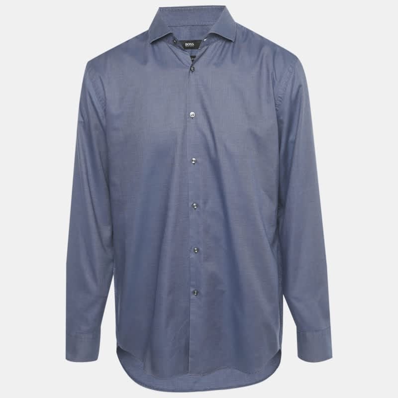 Jason Blue Cotton Slim Fit Jason Shirt Xxl