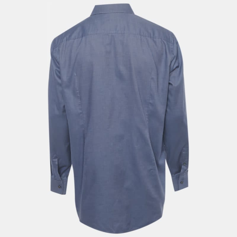 Jason Blue Cotton Slim Fit Jason Shirt Xxl