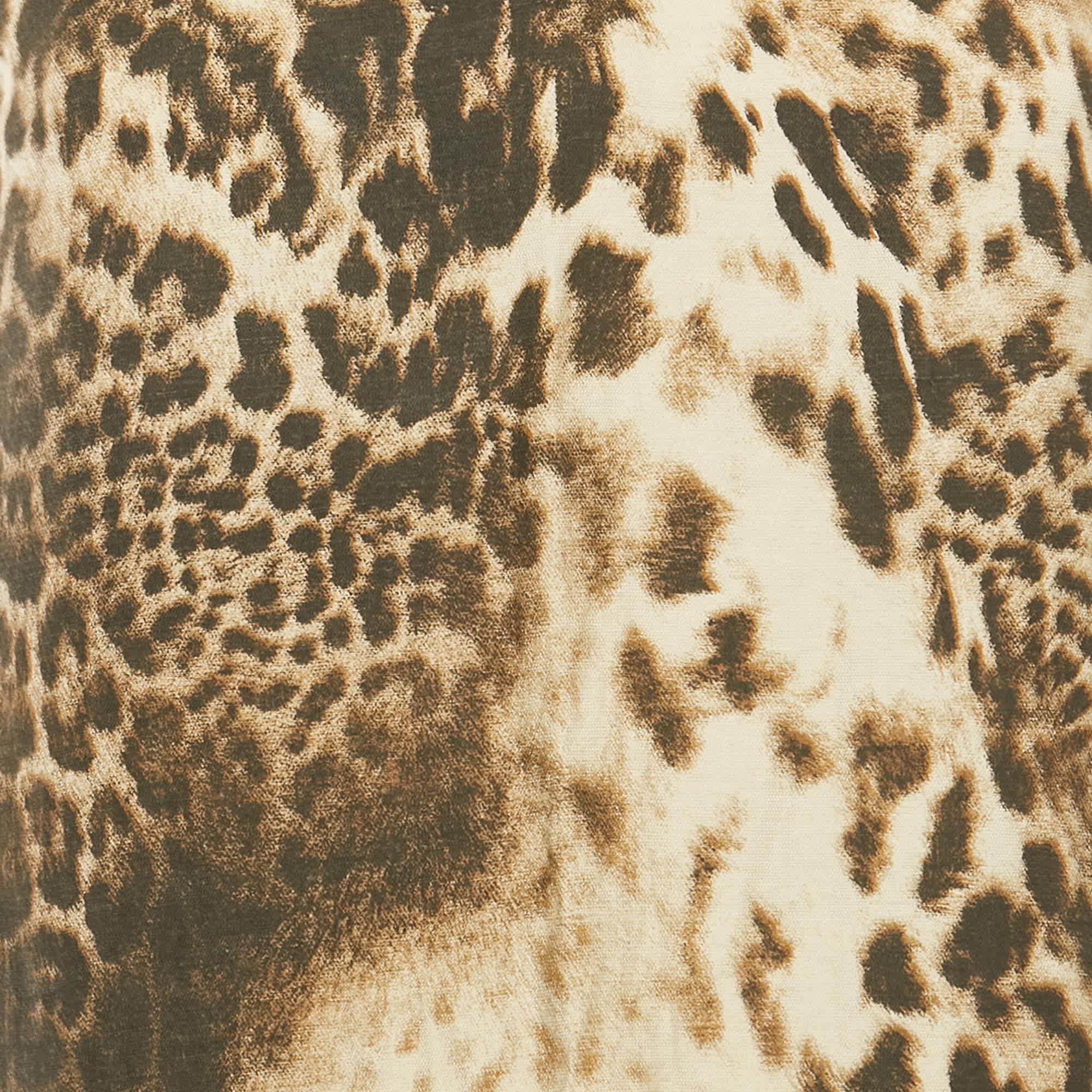 BLEND Brown Leopard Pattern Linen Blend Shift Dress