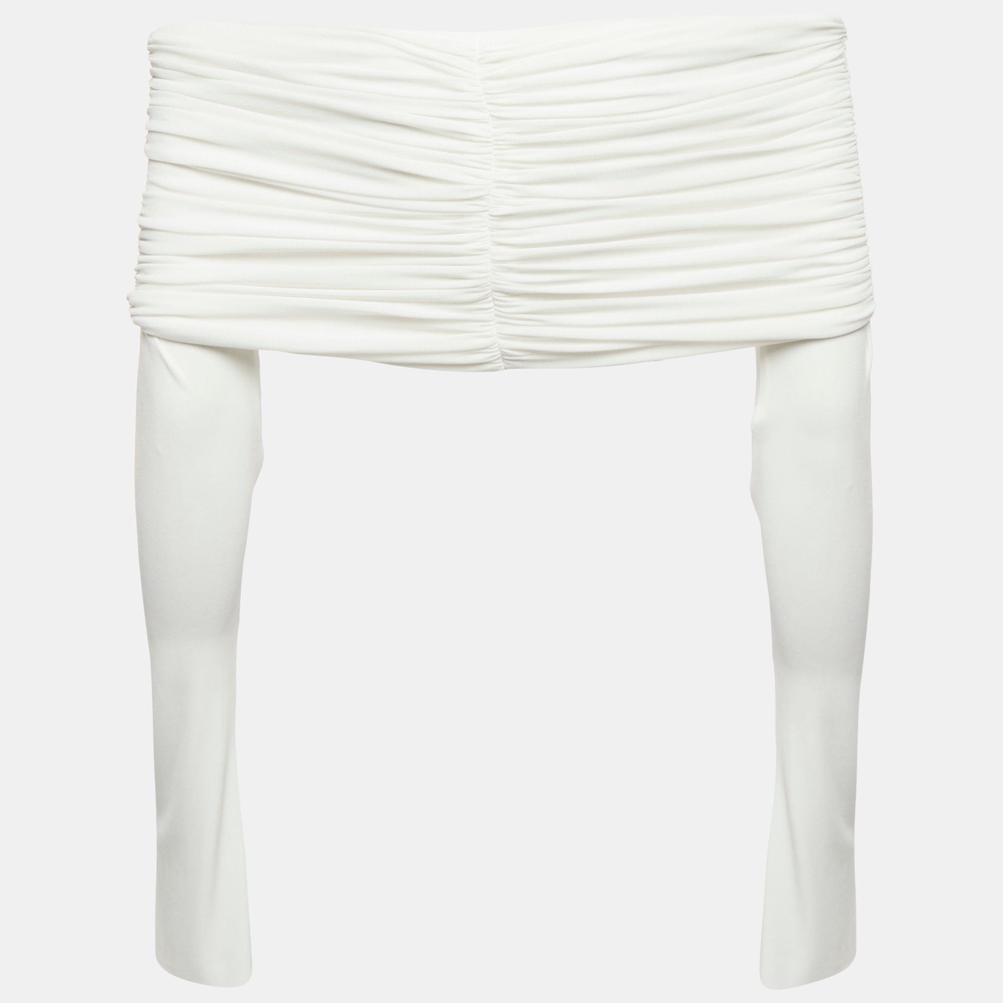 WHITE* Chat By C. Dam White Jersey Draped Off Shoulder Dami Top