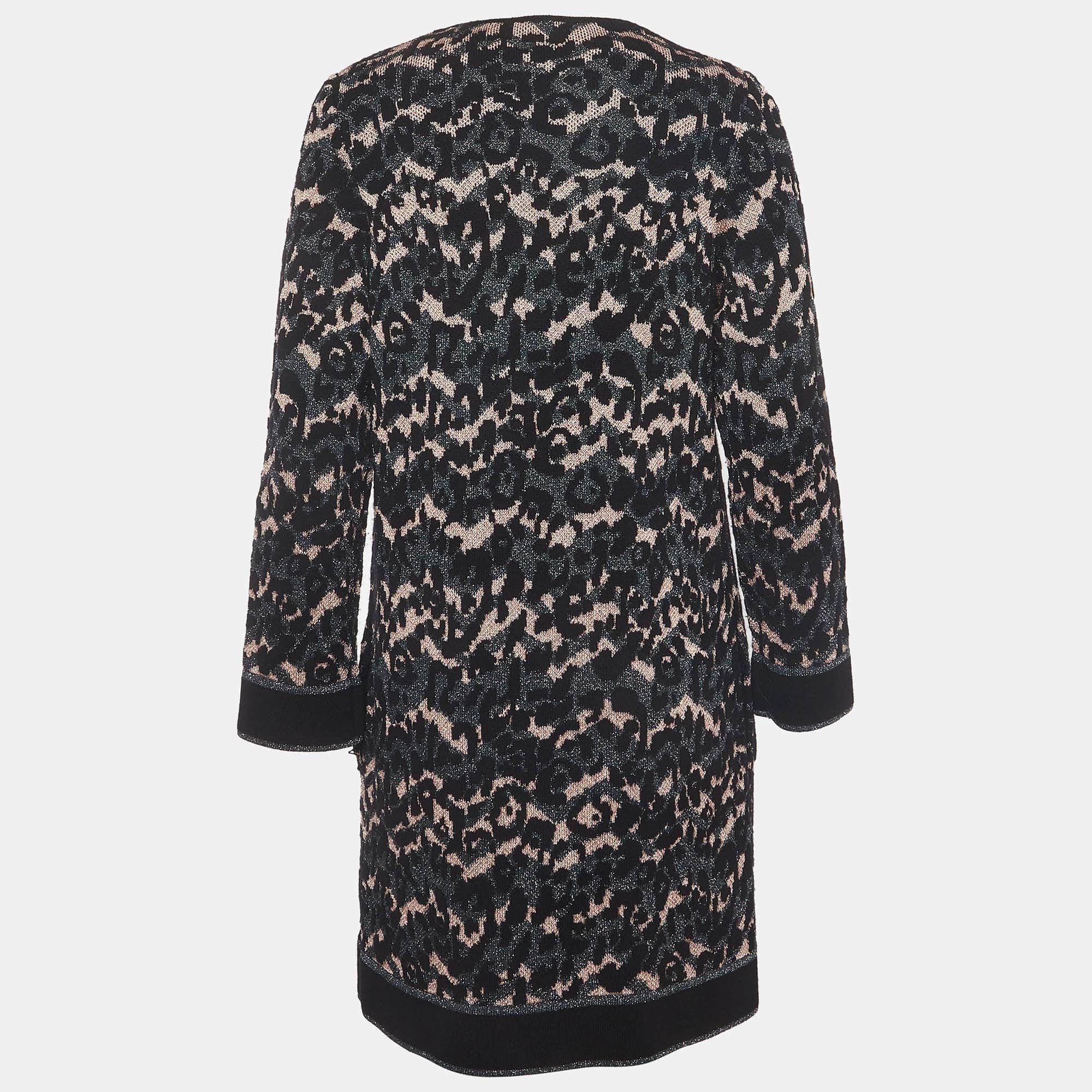 M Missoni Black Patterned Lurex Knit Long Cardigan