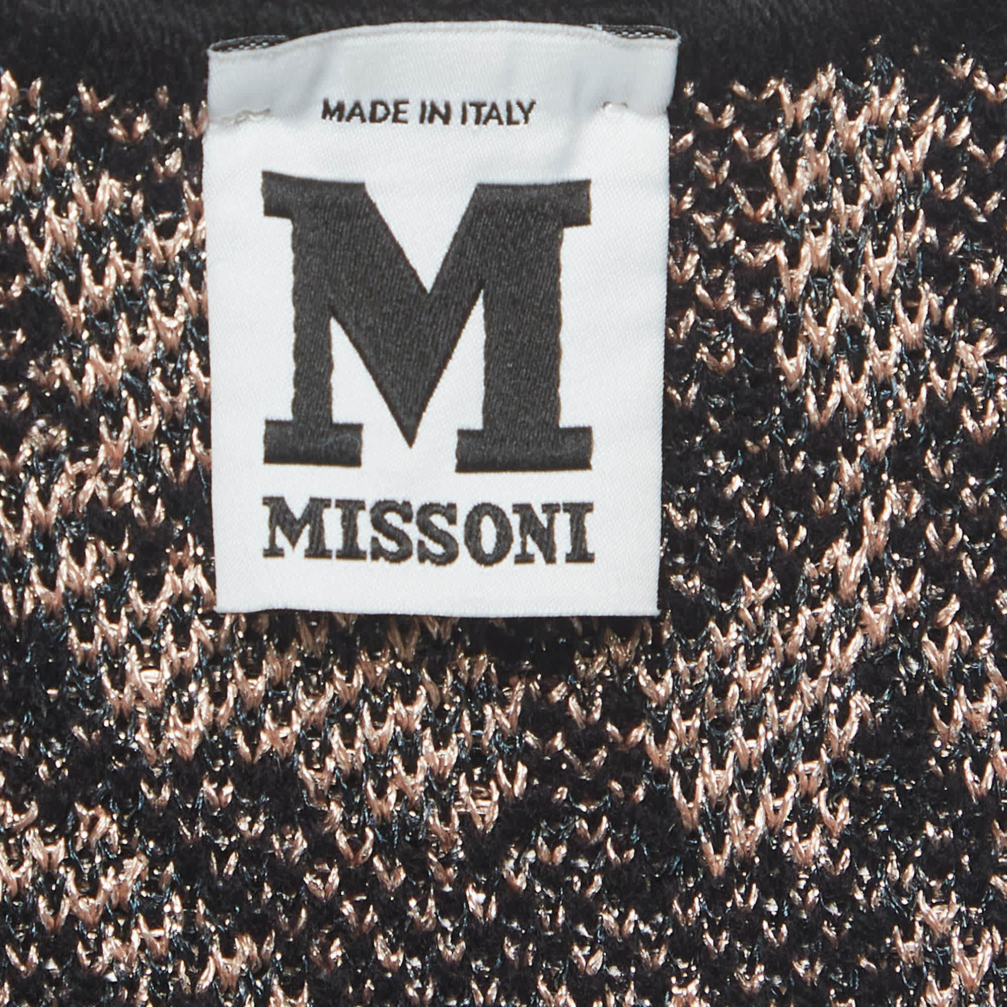 M Missoni Black Patterned Lurex Knit Long Cardigan
