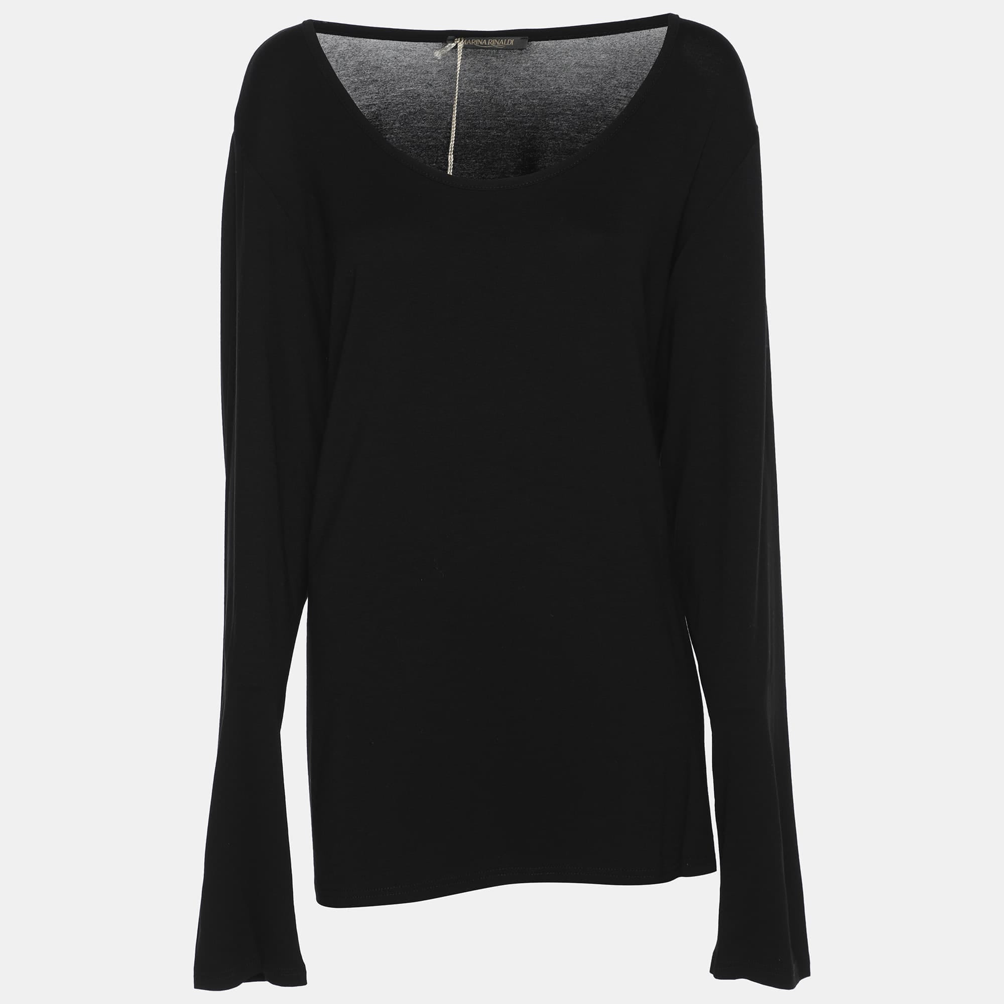 Marina Rinaldi Black Jersey Long Sleeve Top