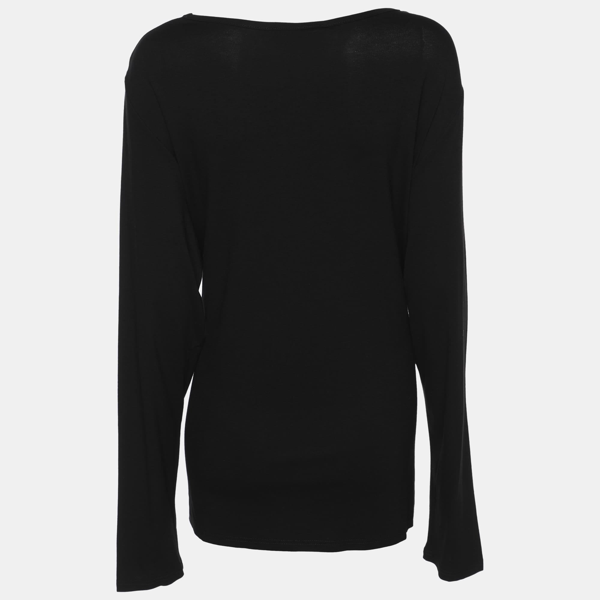 Marina Rinaldi Black Jersey Long Sleeve Top