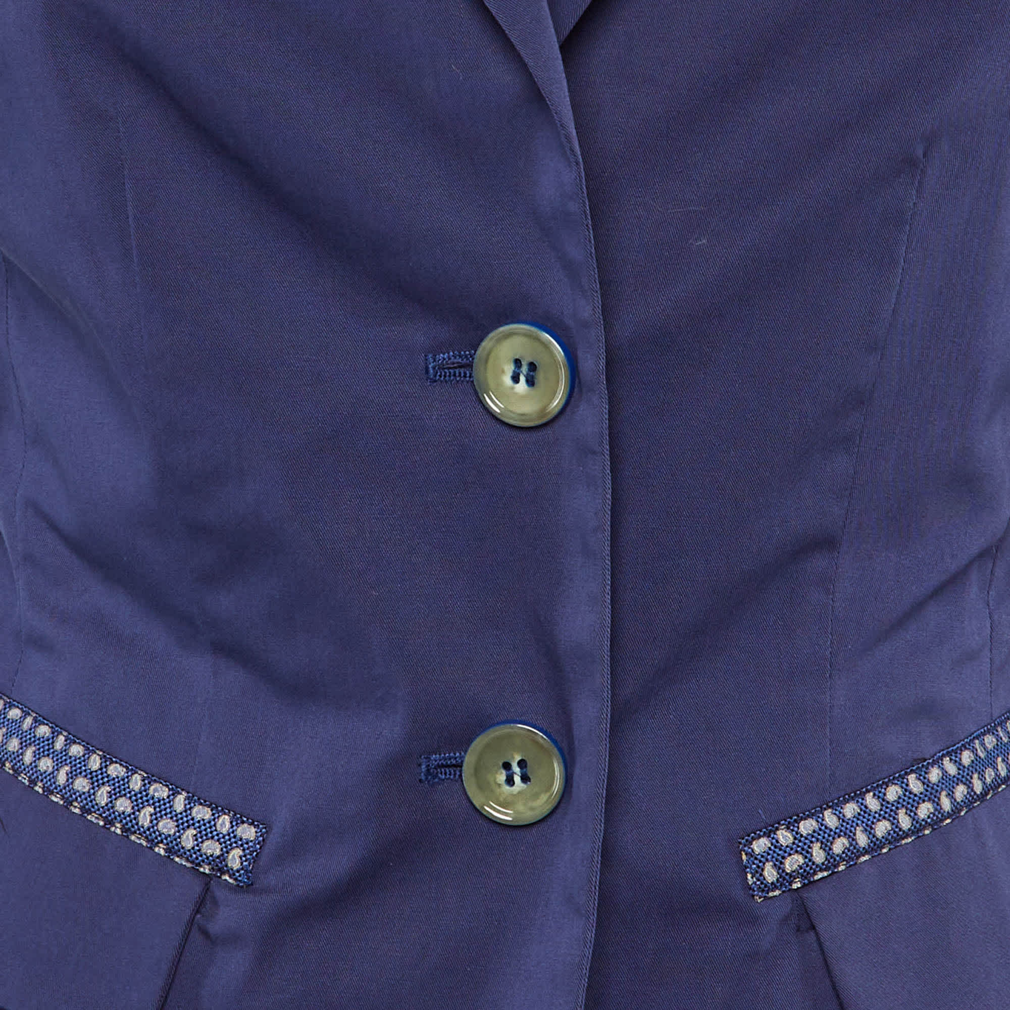 Blue Cotton Single Breasted Blazer