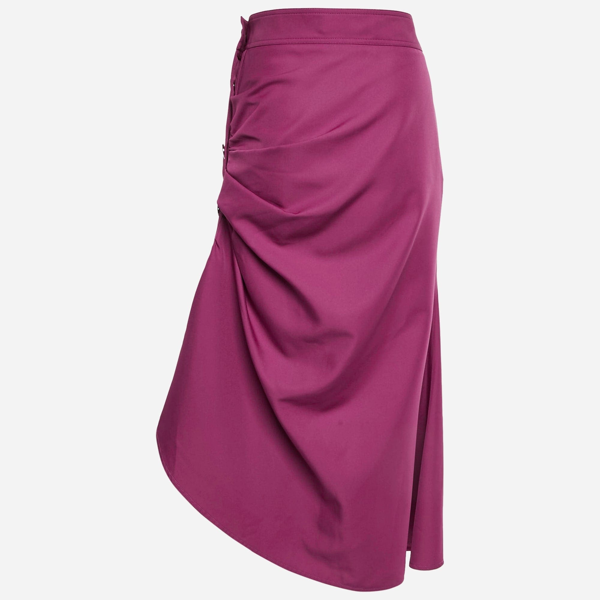 GABARDINE Marni Magenta Gabardine Ruched Asymmetric Midi Skirt