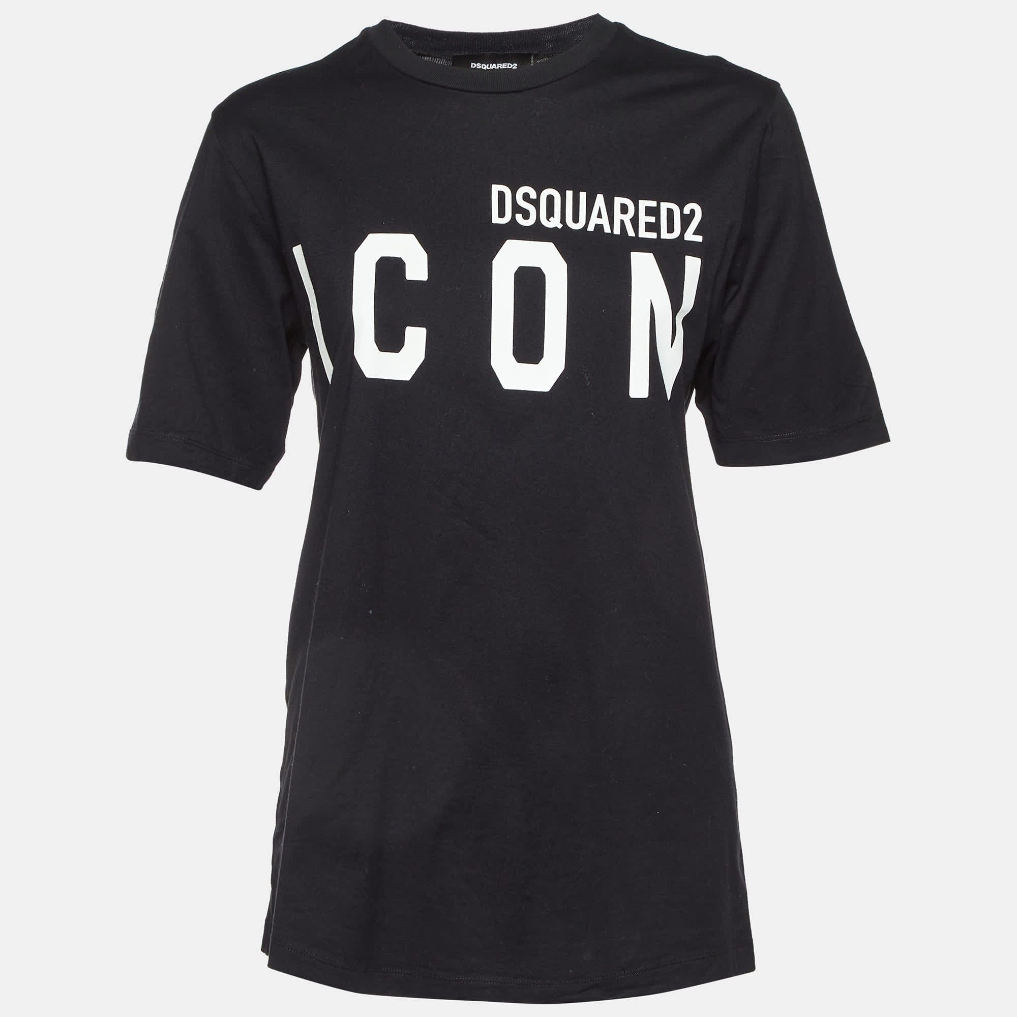Logo Black Logo Printed Icon Cotton Regular Fit T - Shirt