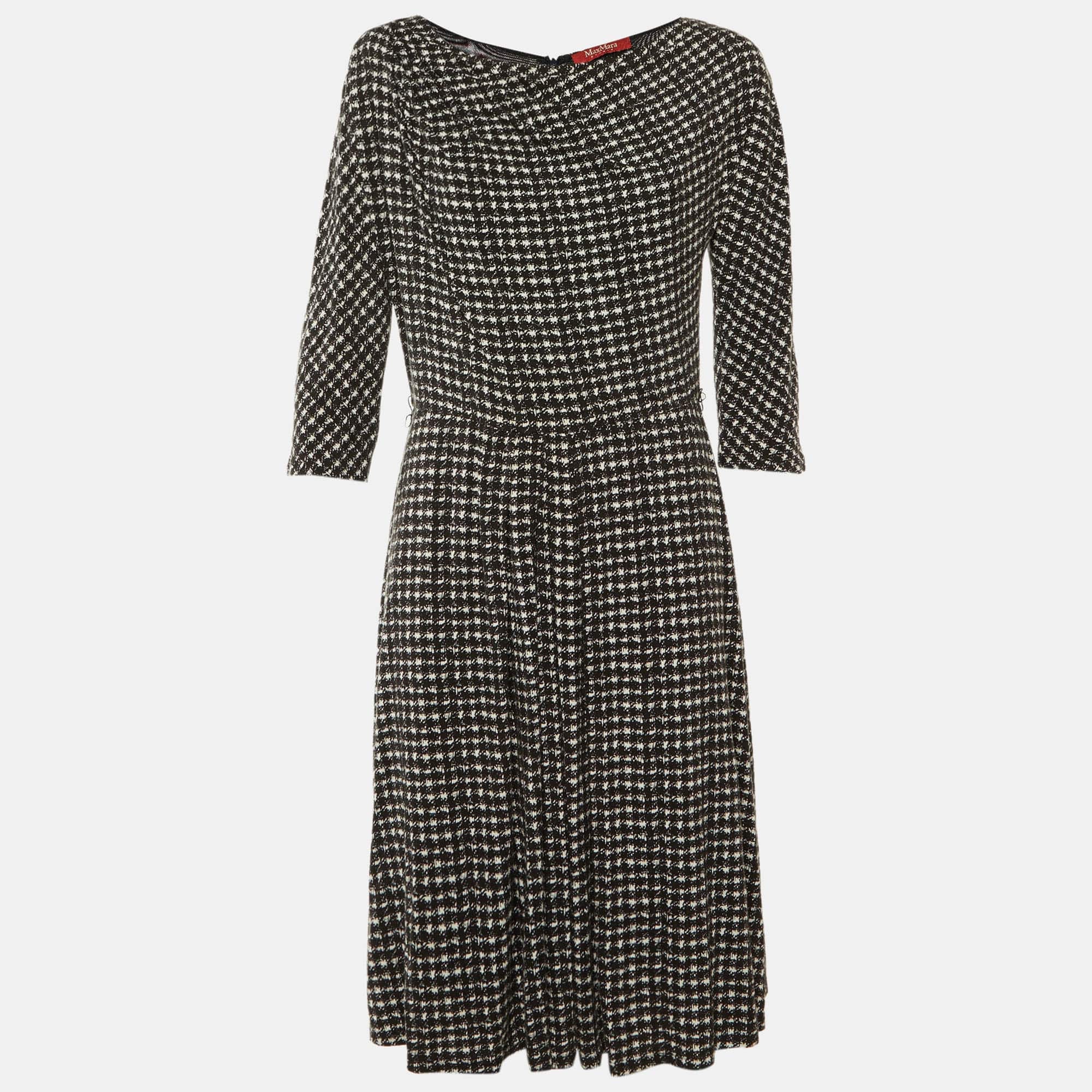Max Mara Studio Black Printed Jersey Midi Dress