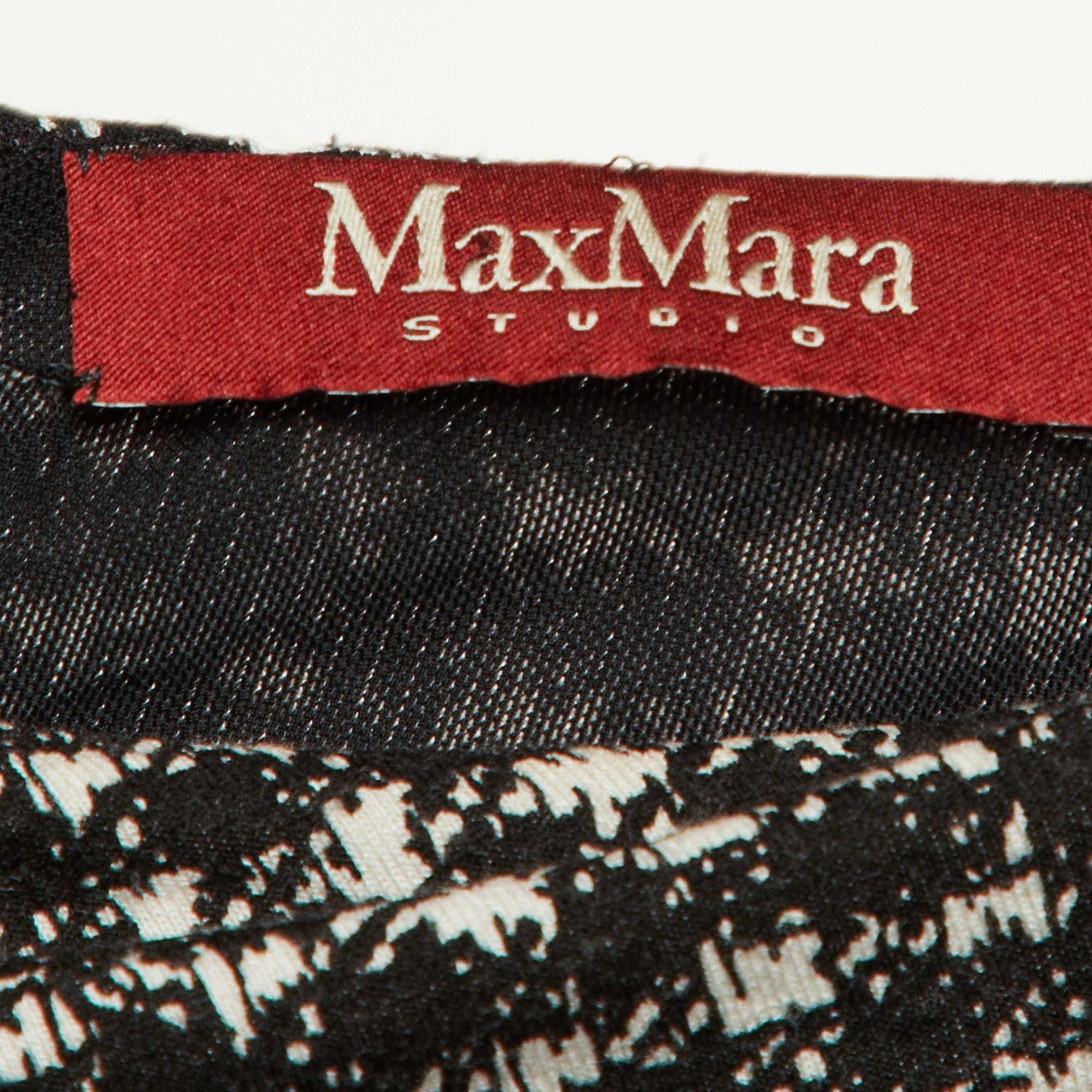 Max Mara Studio Black Printed Jersey Midi Dress