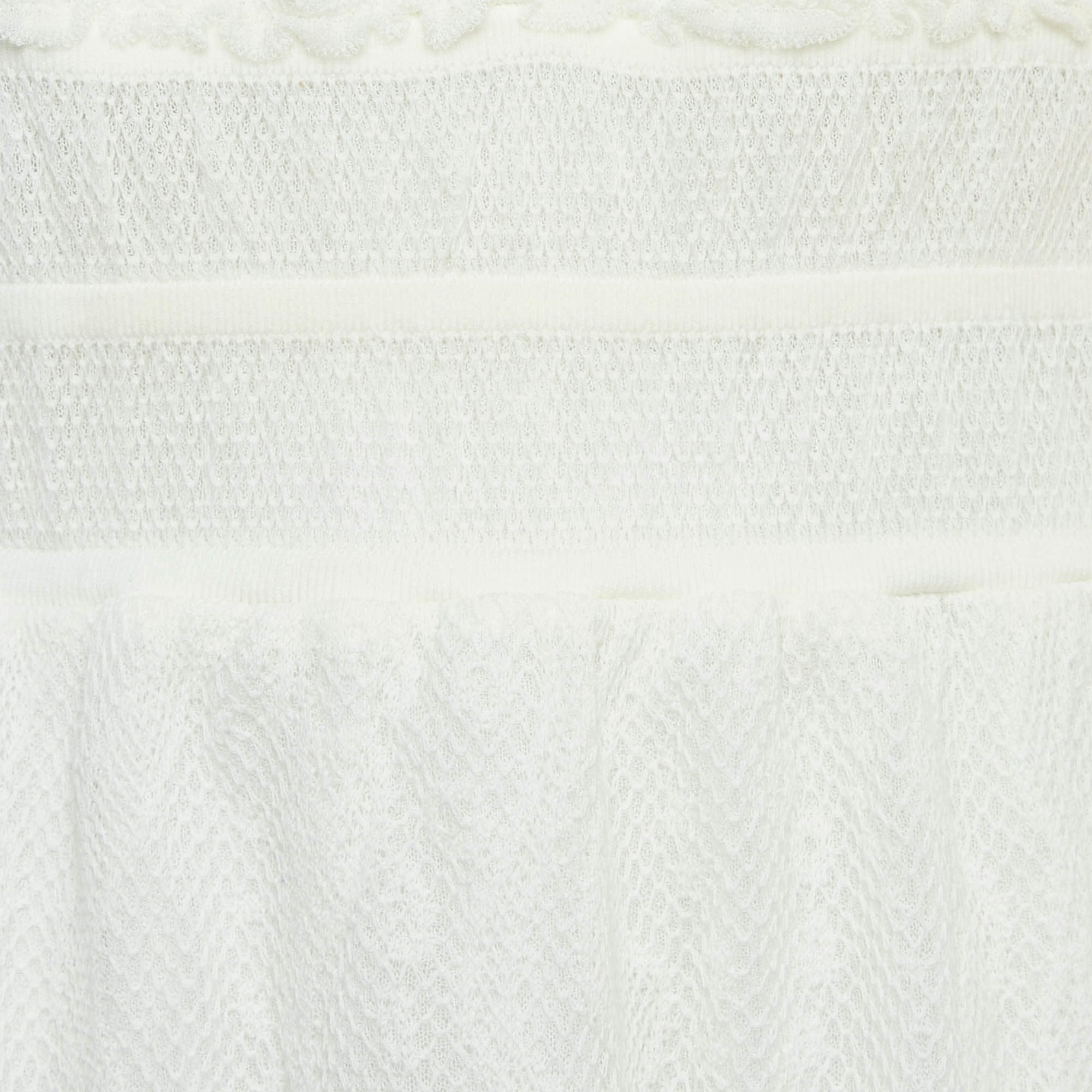 M Missoni White Patterned Knit Sleeveless Long Dress