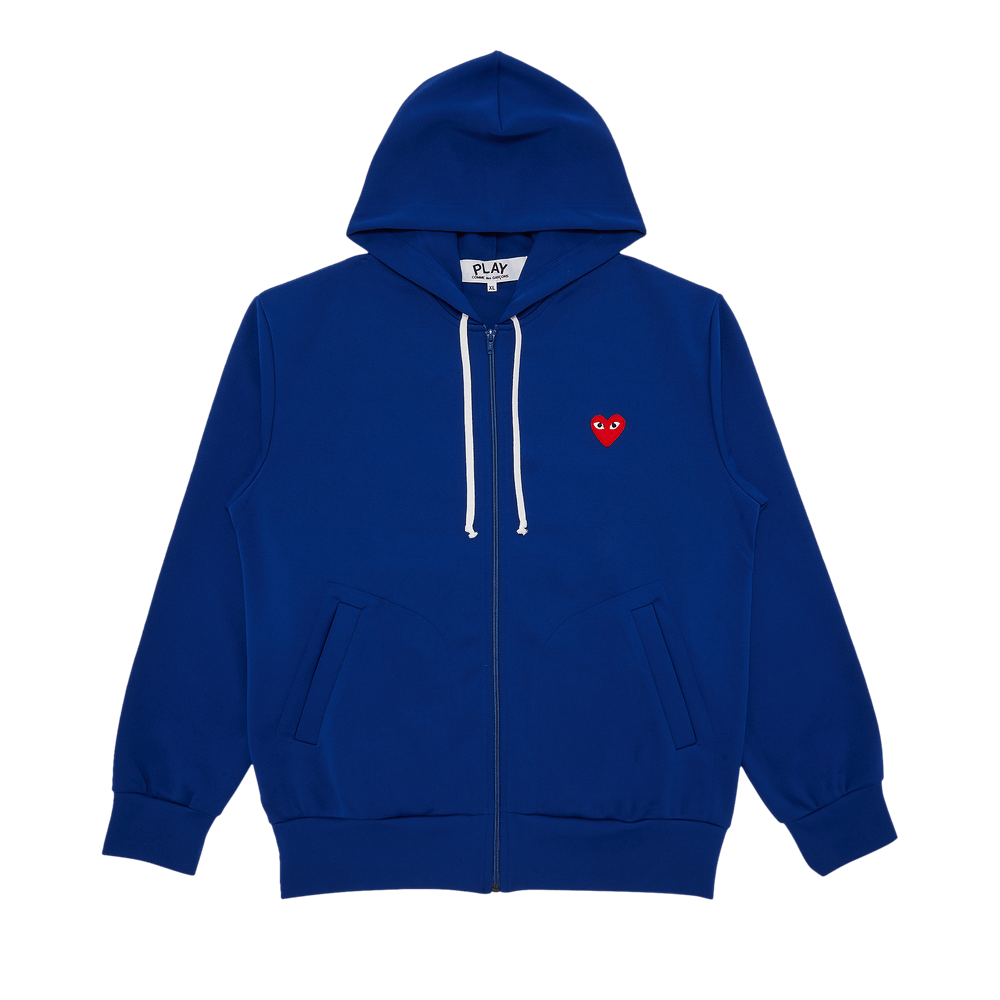 Comme des Garçons Play Zip Up Hoodie With Red Heart Navy