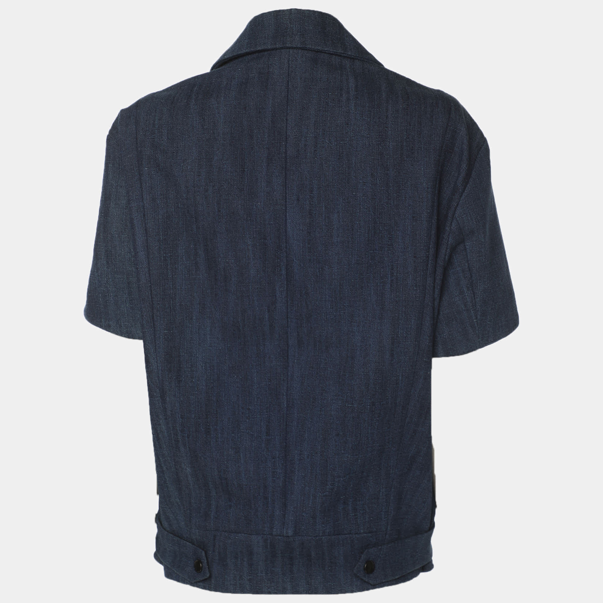 Blue Denim Short Sleeve Blazer Jacket