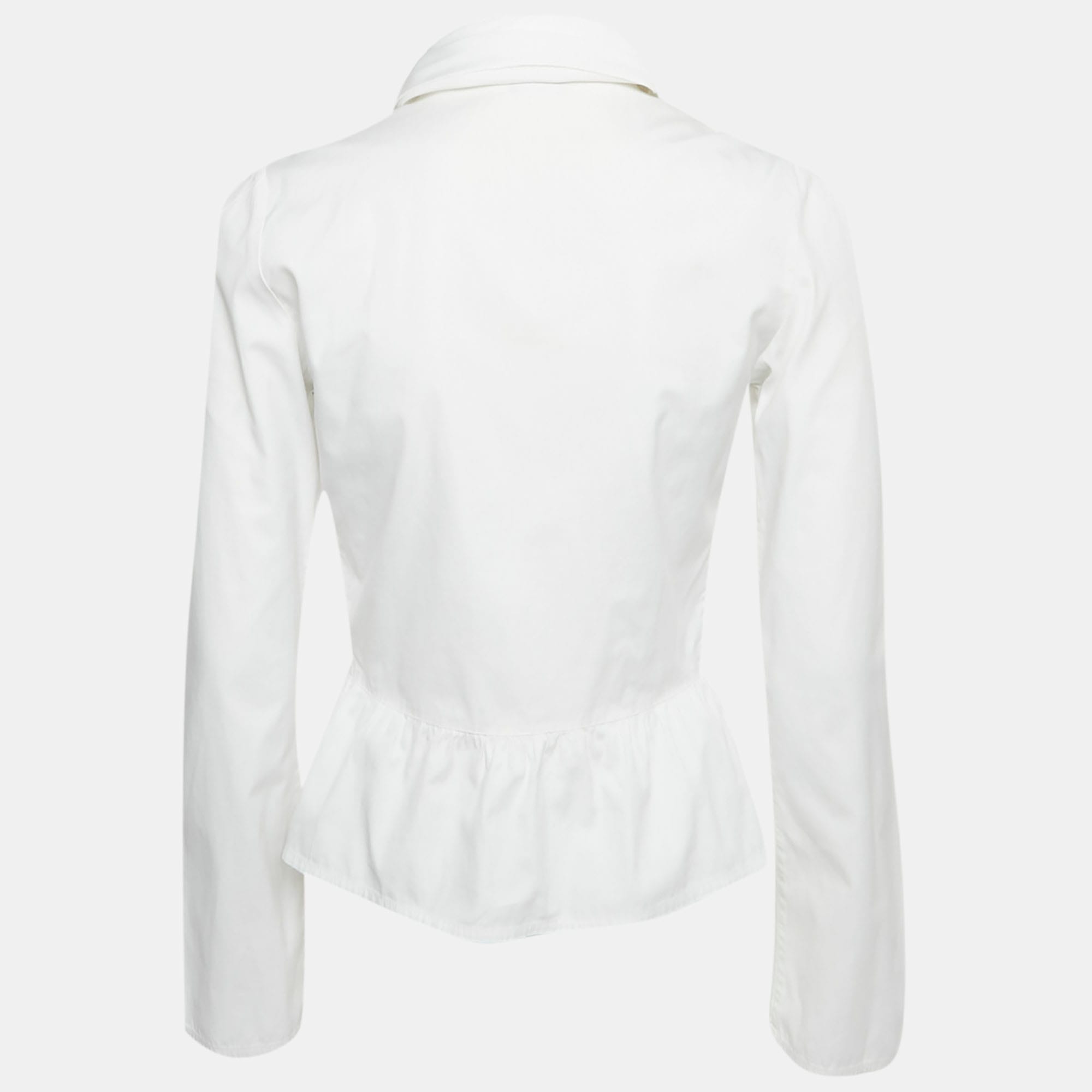 White Cotton Neck Tie Detail Shirt