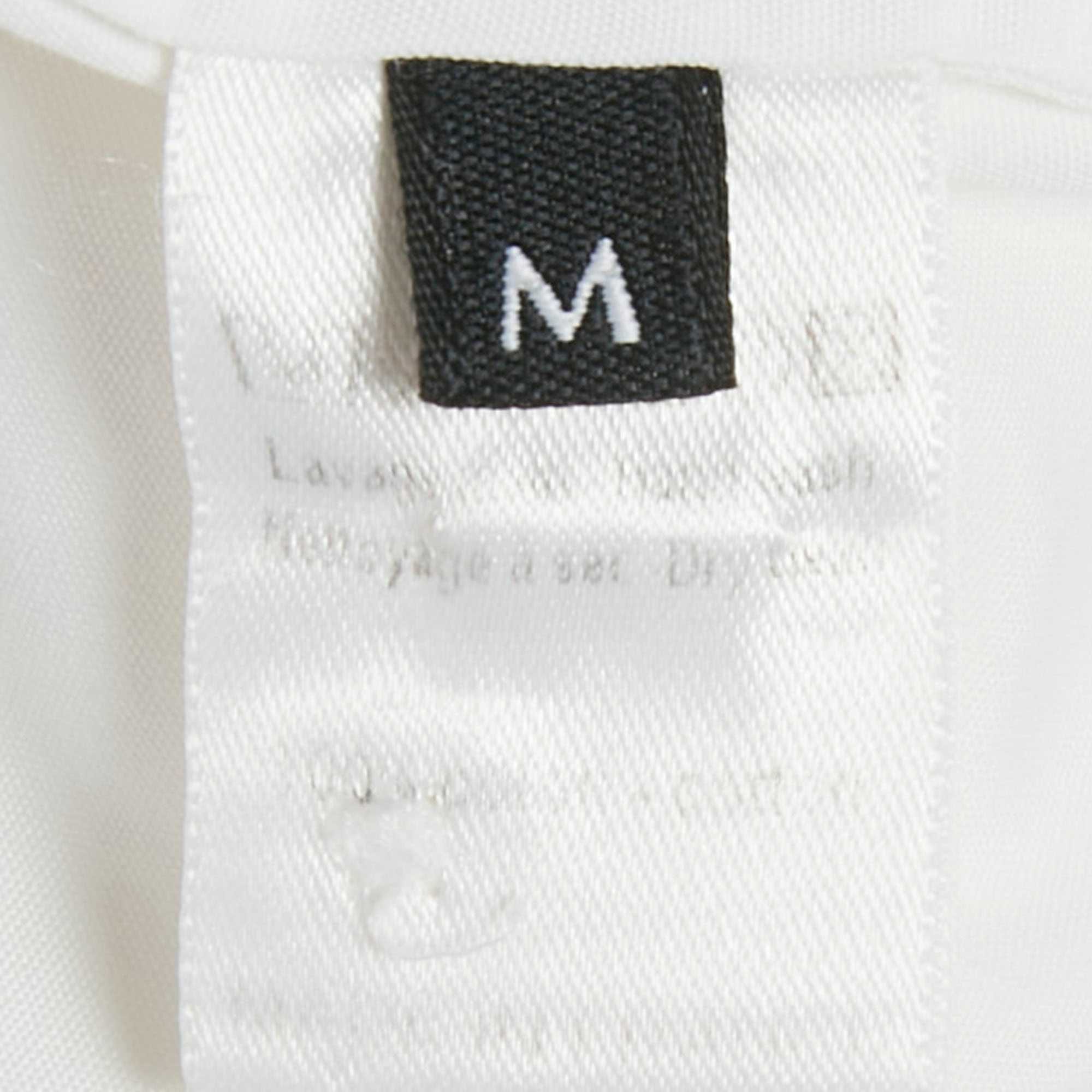 White Cotton Neck Tie Detail Shirt