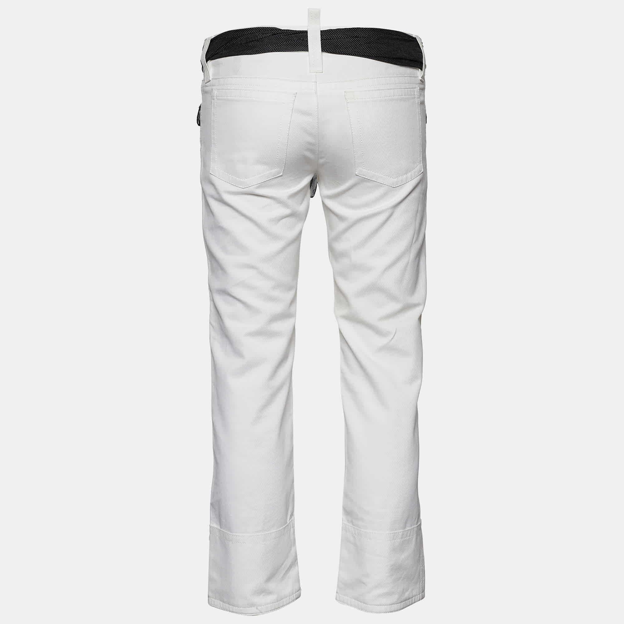 White Denim Bandana Belted Jeans S Waist 31"