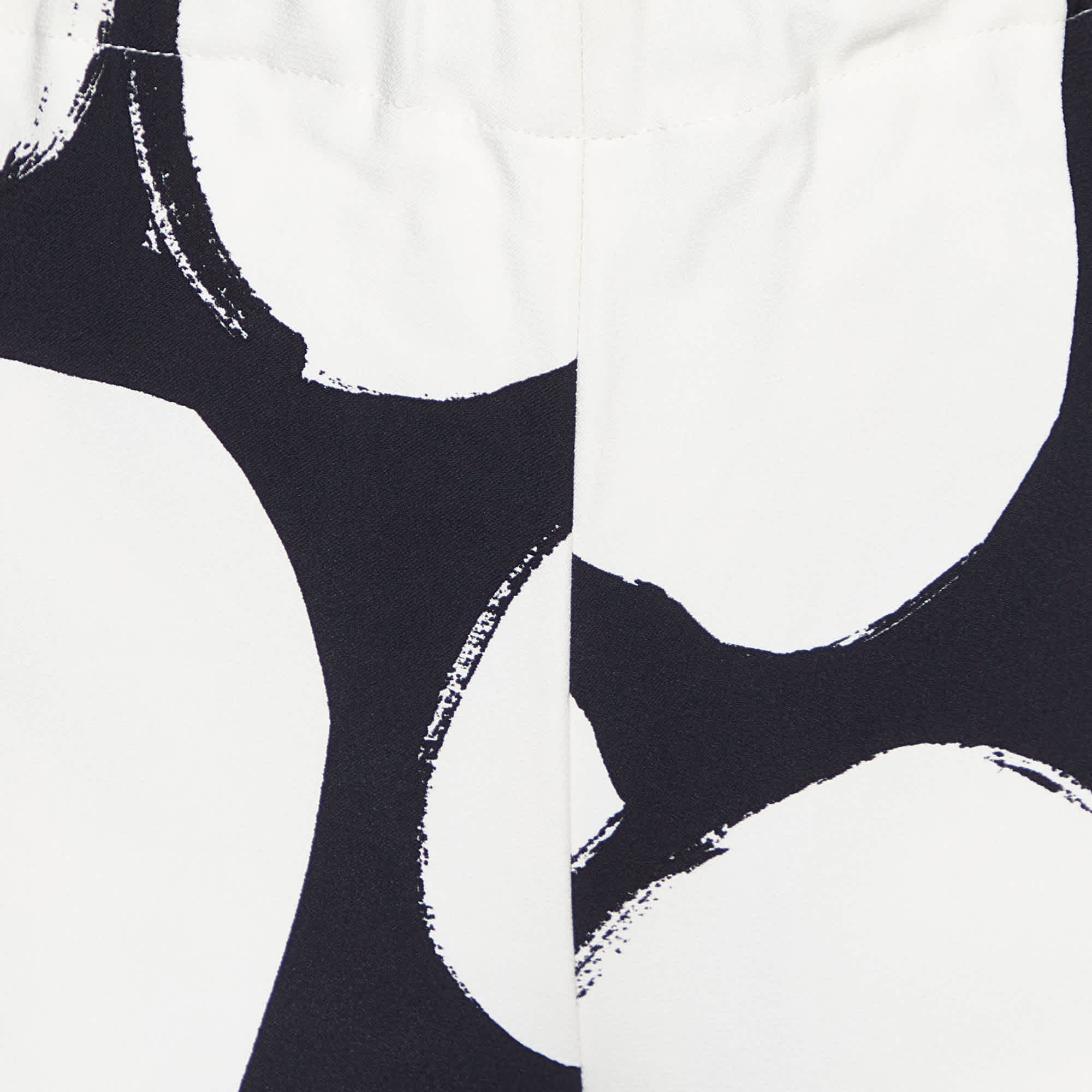 WHITE* Black/white Pebbles Print Crepe Cady Trousers