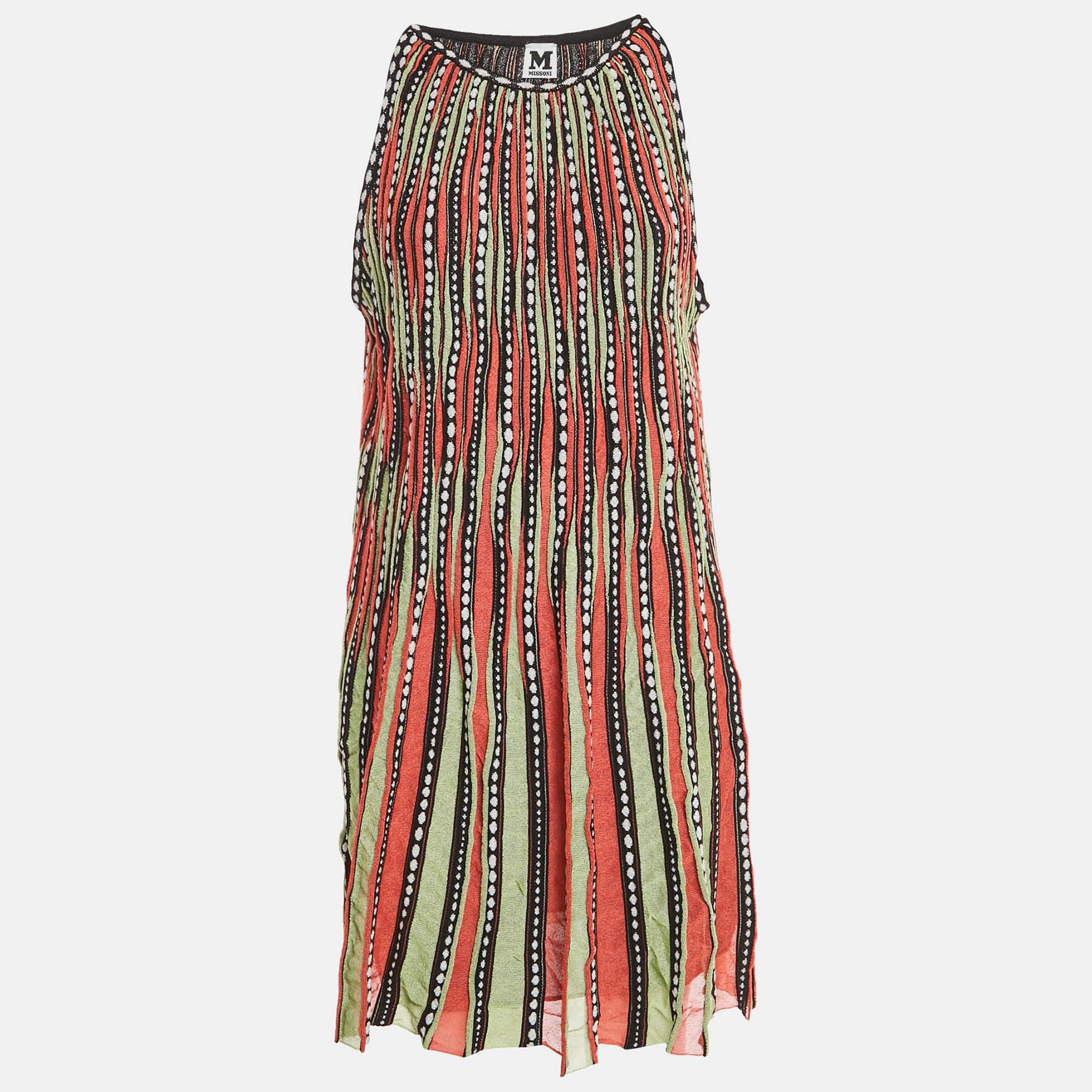M Missoni Multicolor Patterned Knit Sleeveless Mini Dress