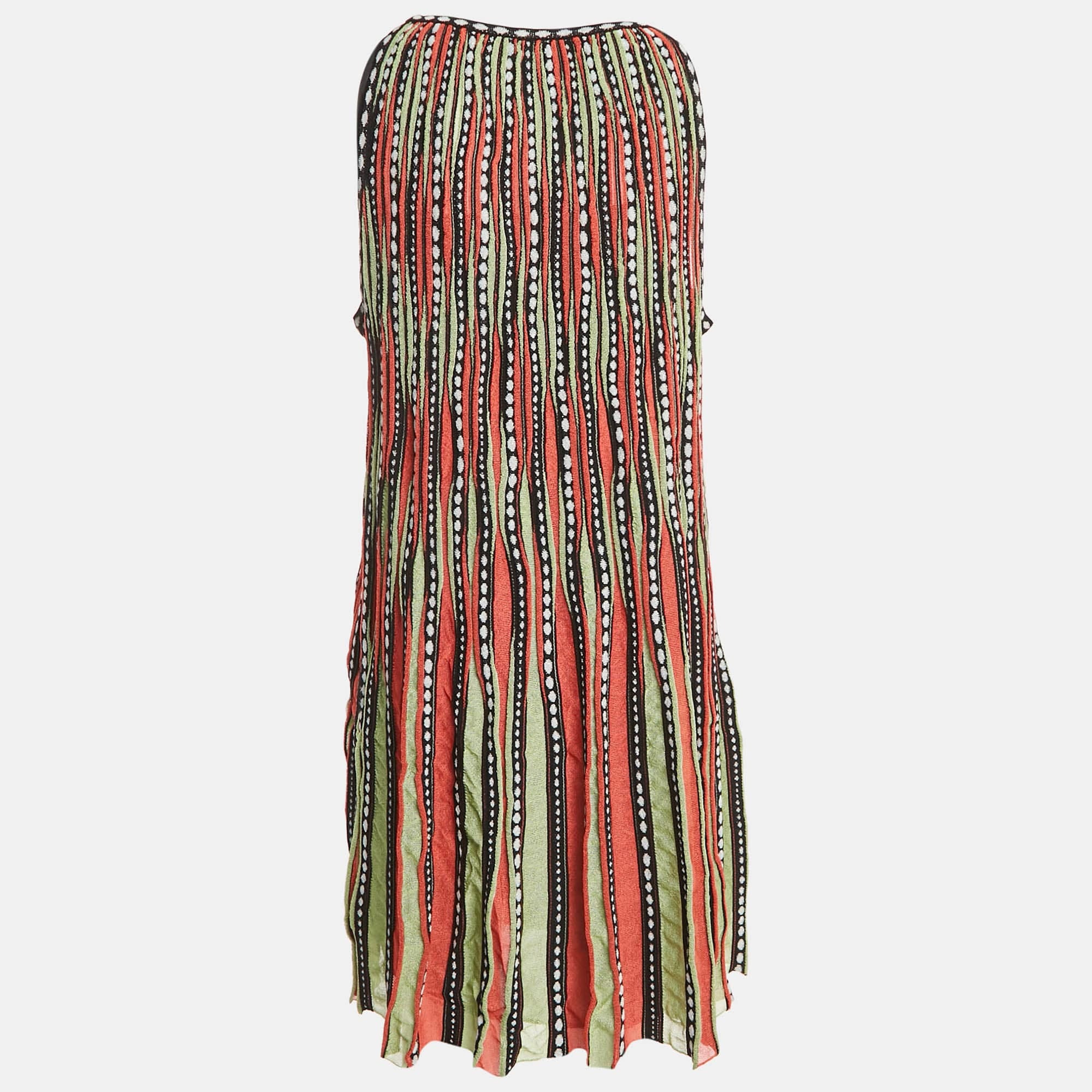 M Missoni Multicolor Patterned Knit Sleeveless Mini Dress