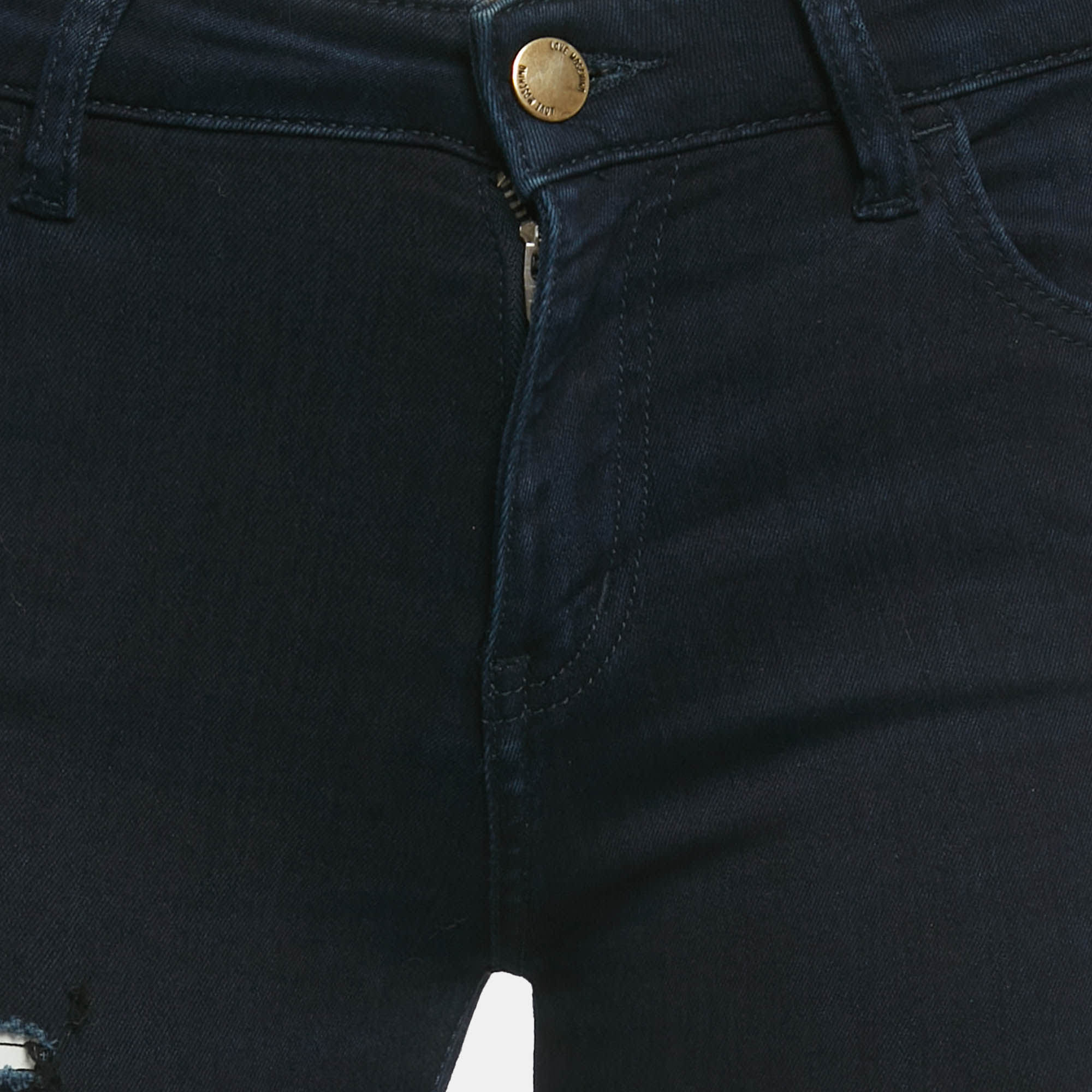 Blue Dark Blue Distressed Denim Skinny Jeans S Waist 26"