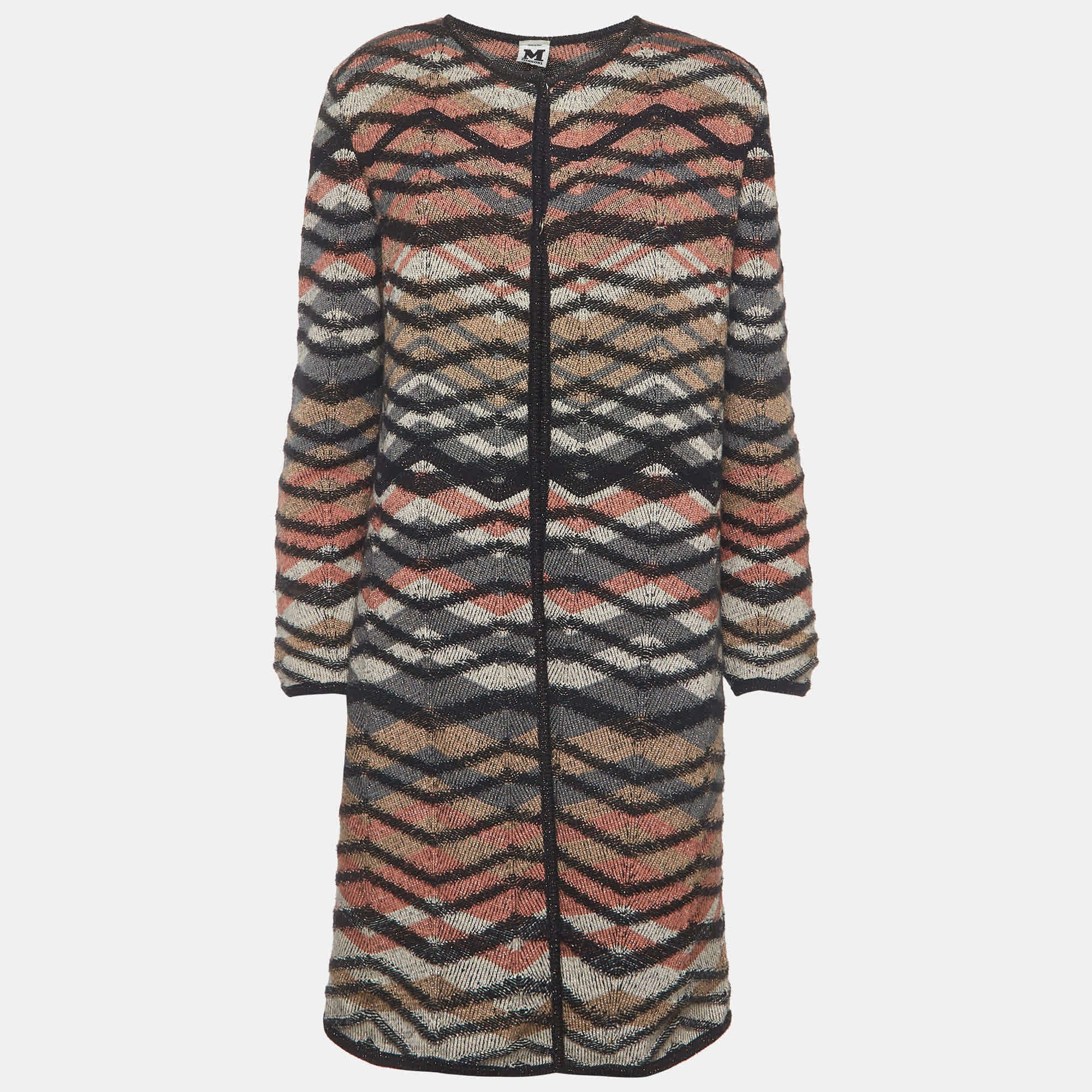 M Missoni Multicolour Zigzag Knit Long Cardigan