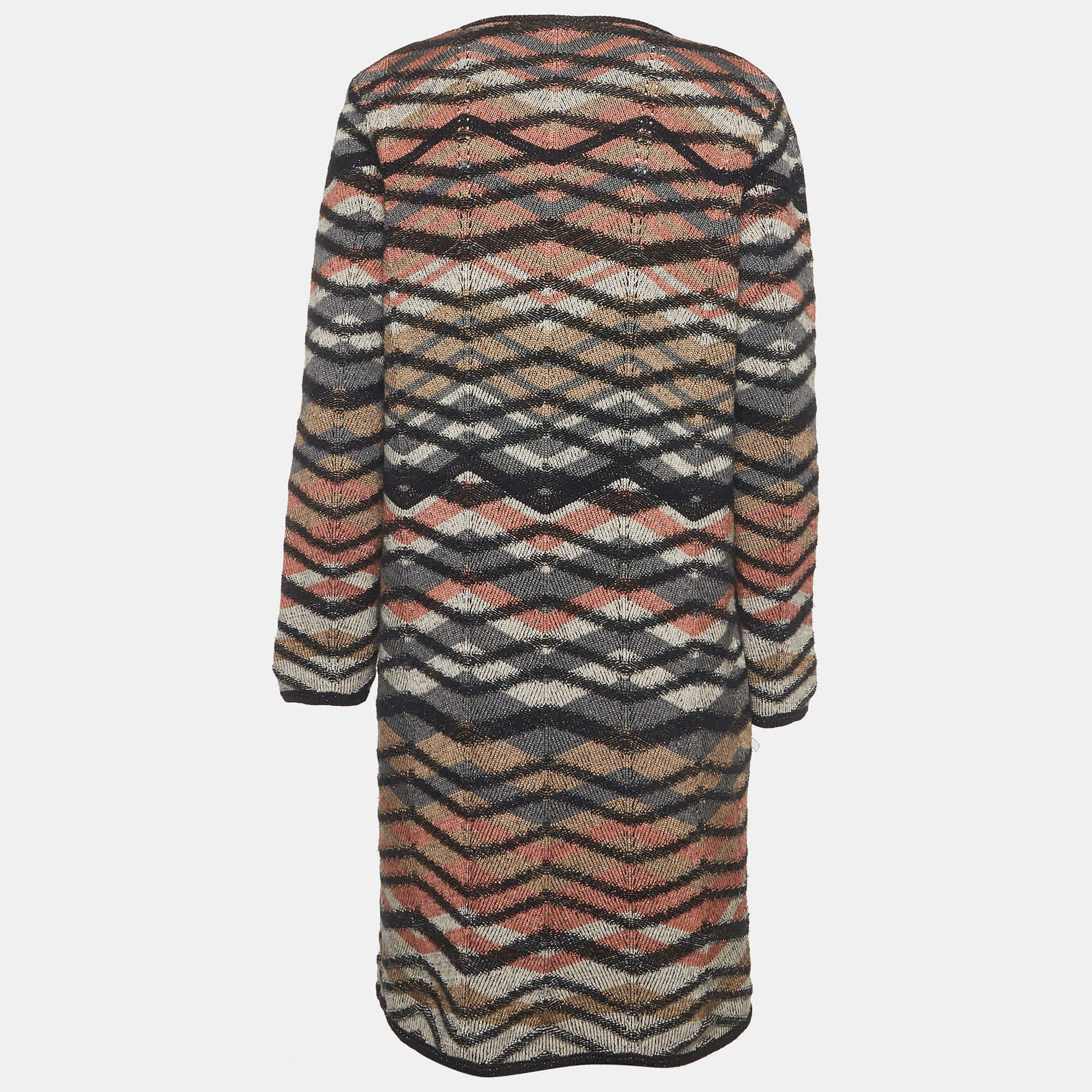 M Missoni Multicolour Zigzag Knit Long Cardigan