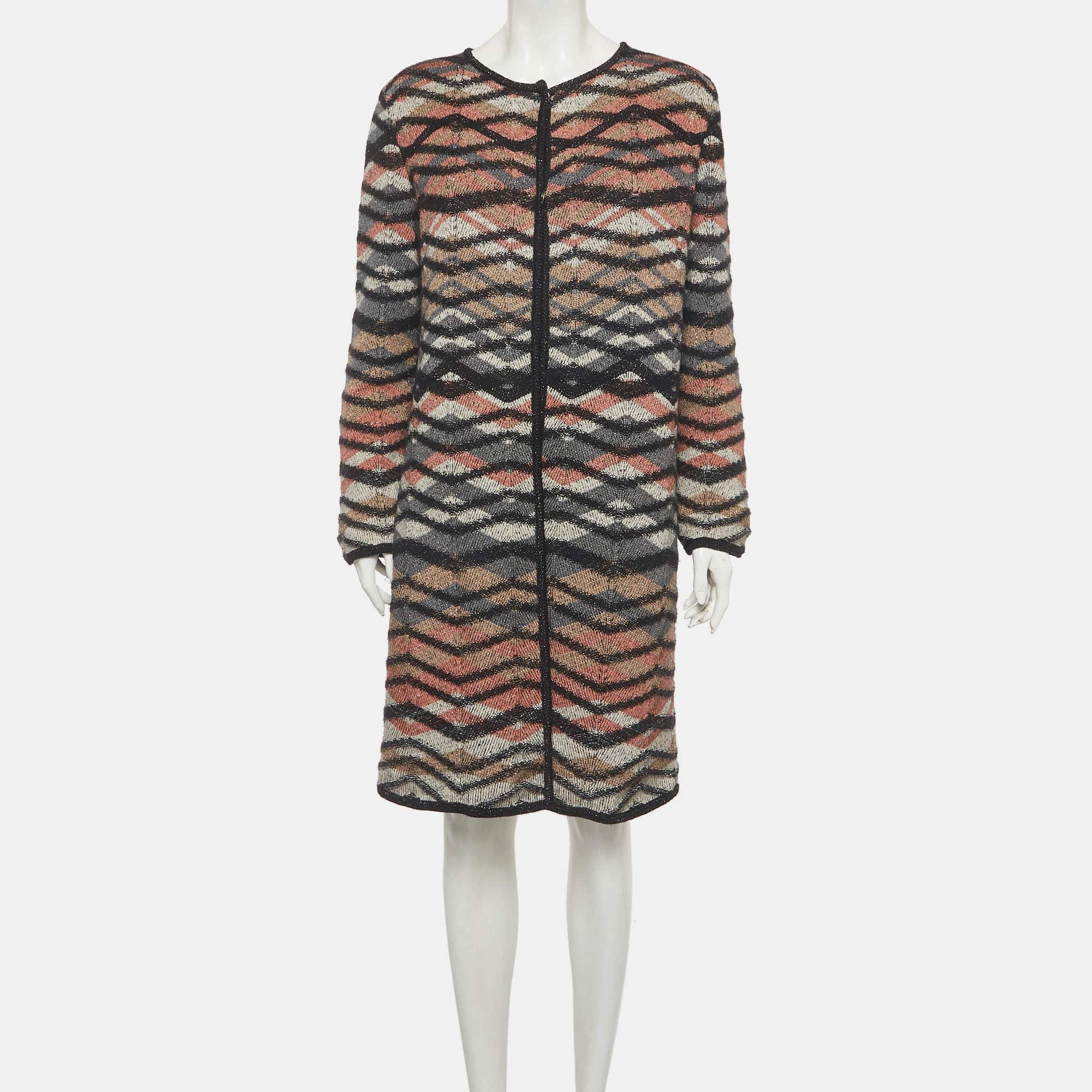 M Missoni Multicolour Zigzag Knit Long Cardigan