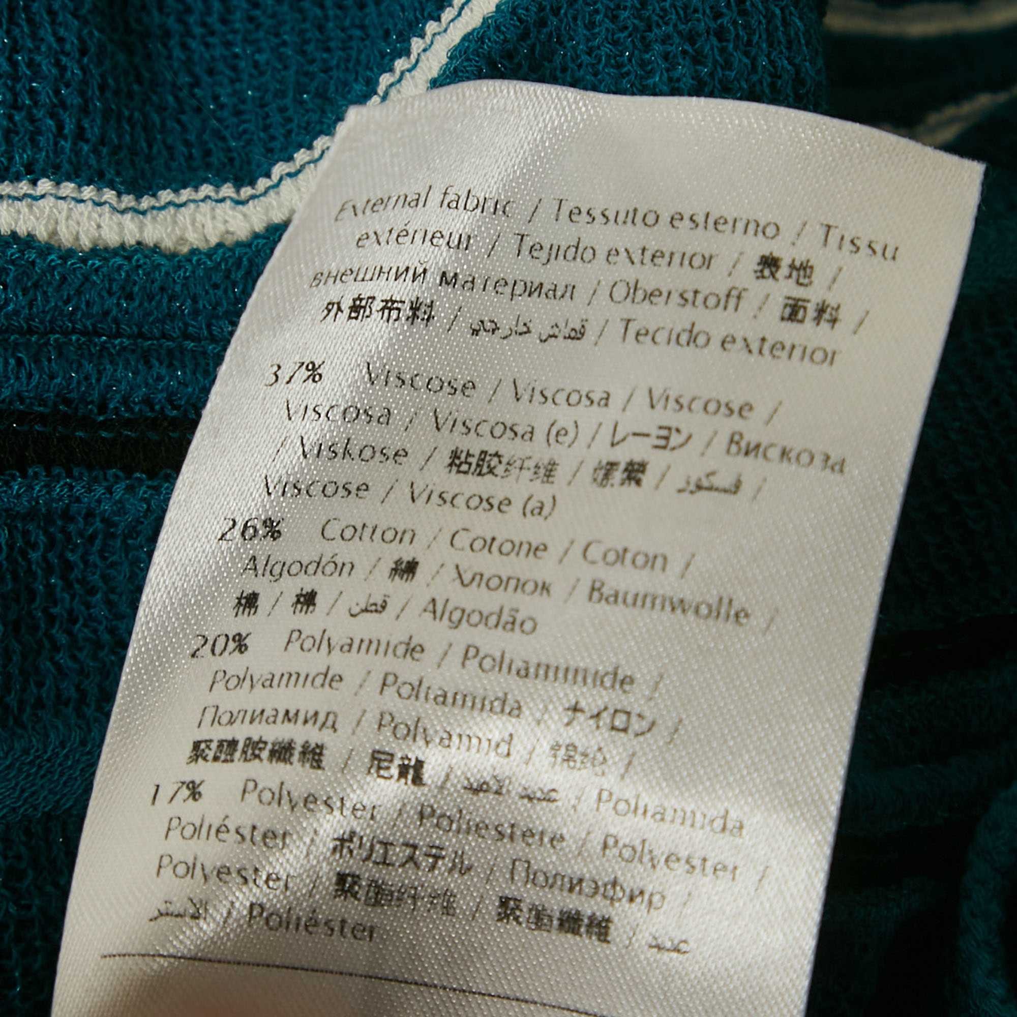 M Missoni Sea Green Wave Pattern Knit T - Shirt