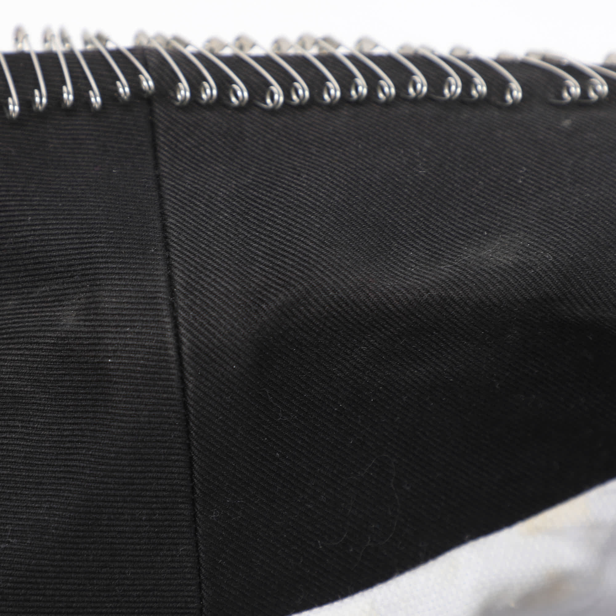 GABARDINE Black Gabardine Fabric Safety Pin Collar Blazer