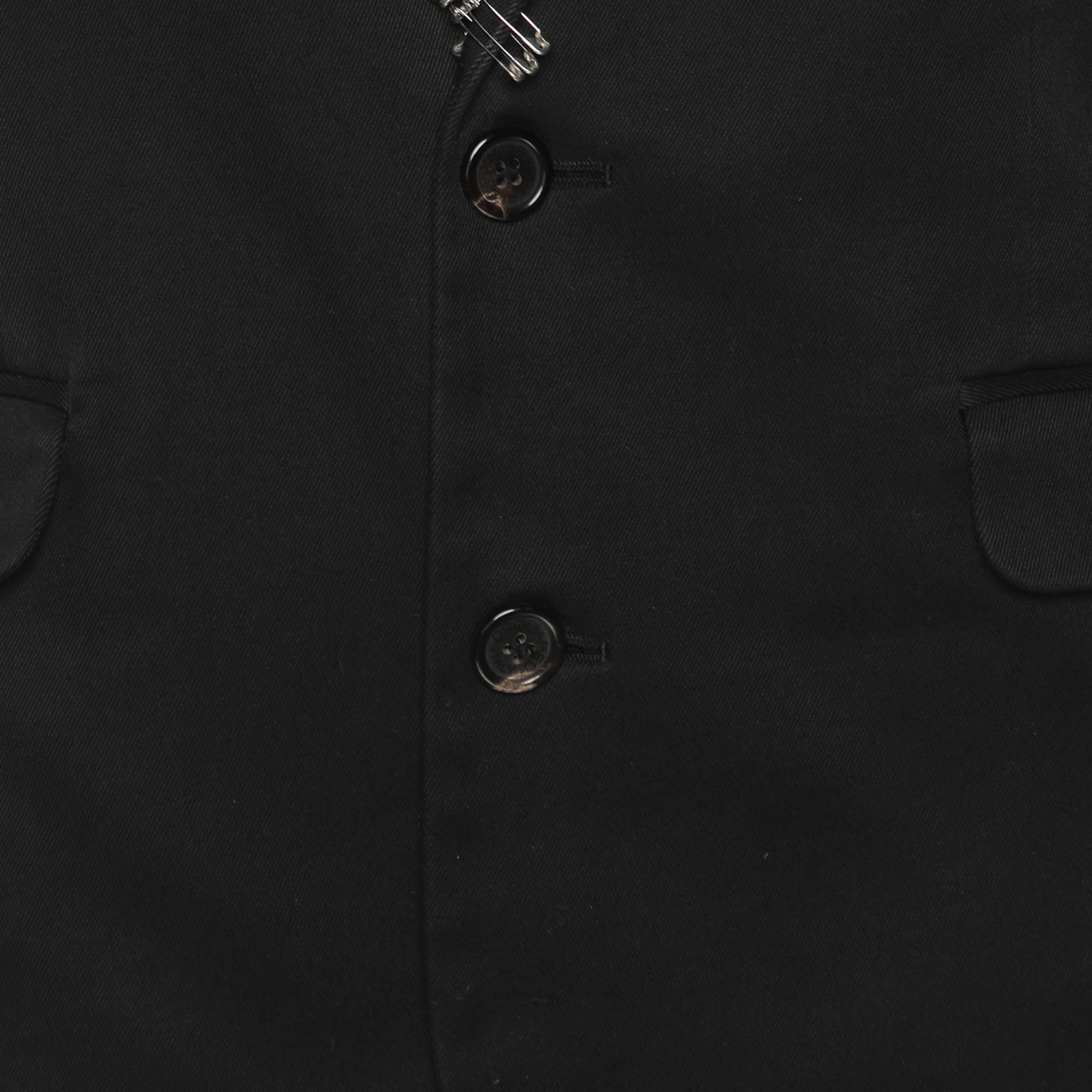 GABARDINE Black Gabardine Fabric Safety Pin Collar Blazer